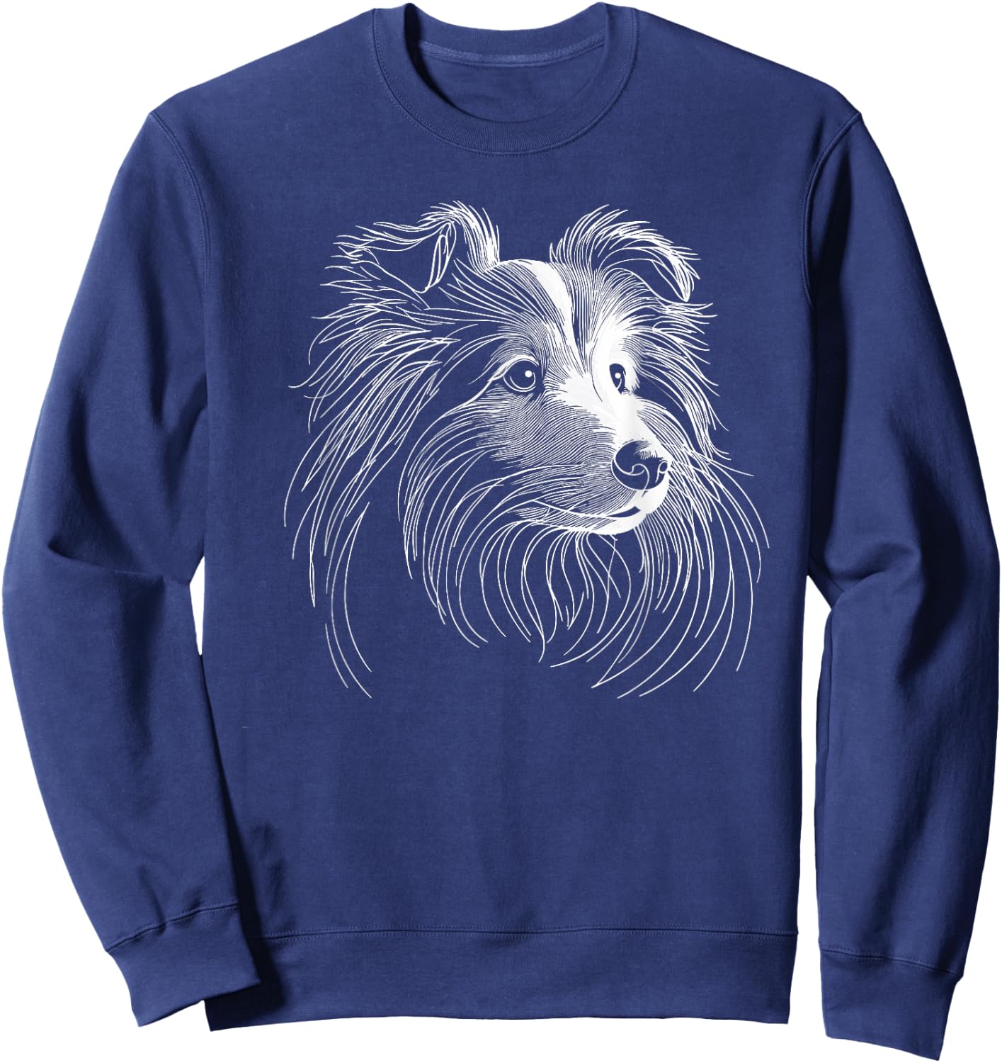 Line Art Shetland Sheepdog Dog Sheltie Women Girls Kids Sweatshirt - Sweatshirt | Navy
