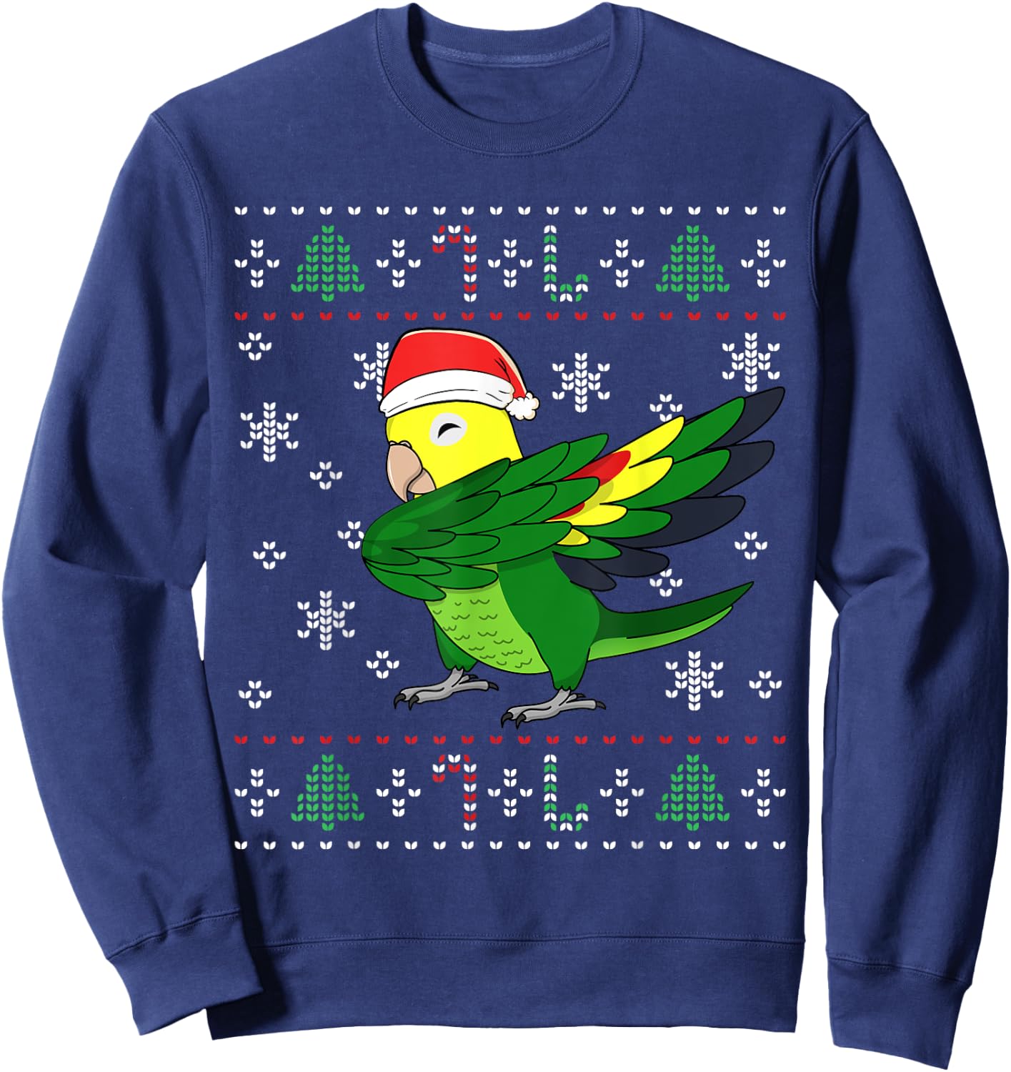 Dabbing Double Yellow-headed Amazon Parrot I Ugly Christmas Sweatshirt - Sweatshirt | Navy