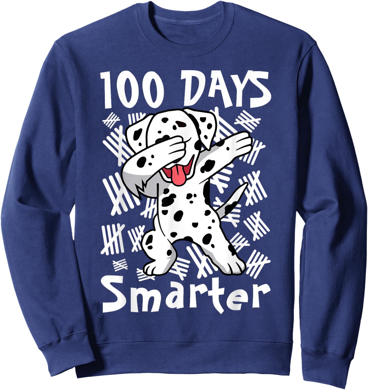 100 Days Smarter Dabbing 100 Days of School Dalmatian Kids Sweatshirt - Sweatshirt | Navy