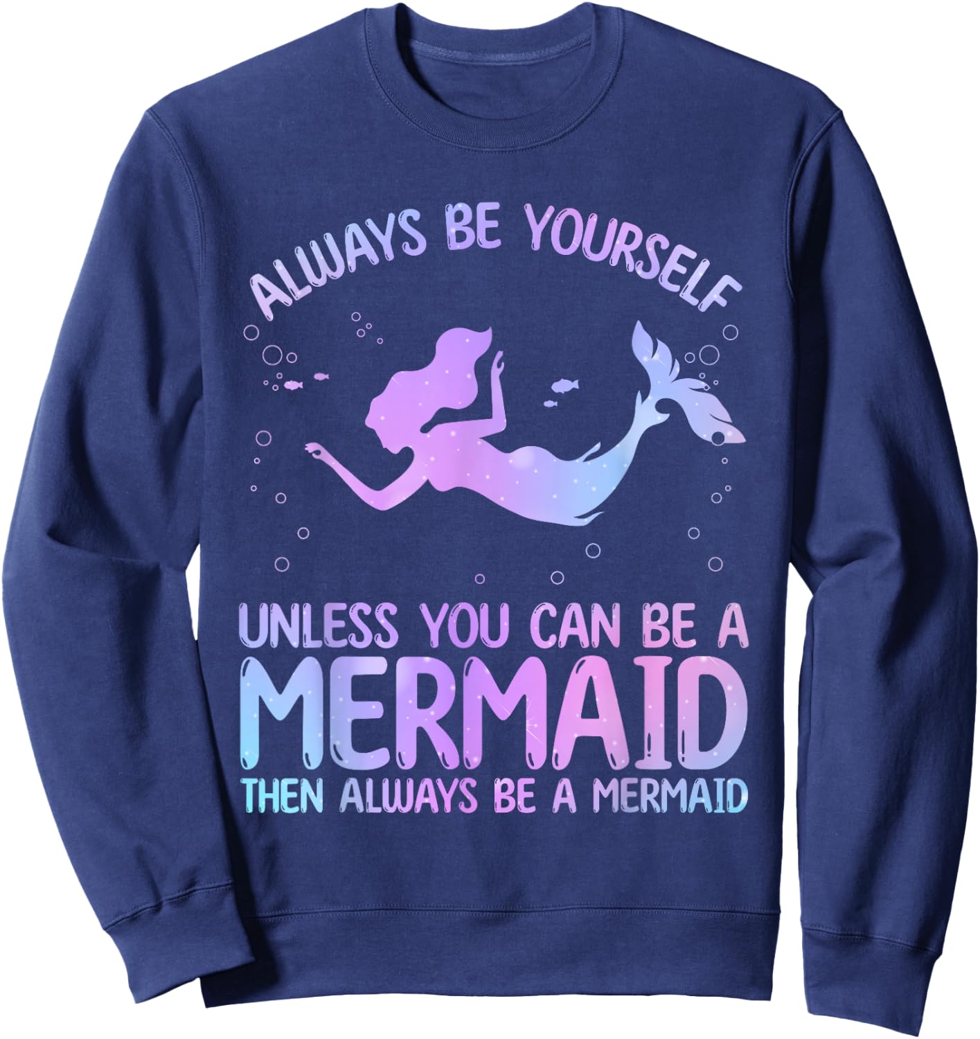 Cute Mermaid Art Girls Sea Creature Mermaid Lover Sweatshirt - Sweatshirt | Navy