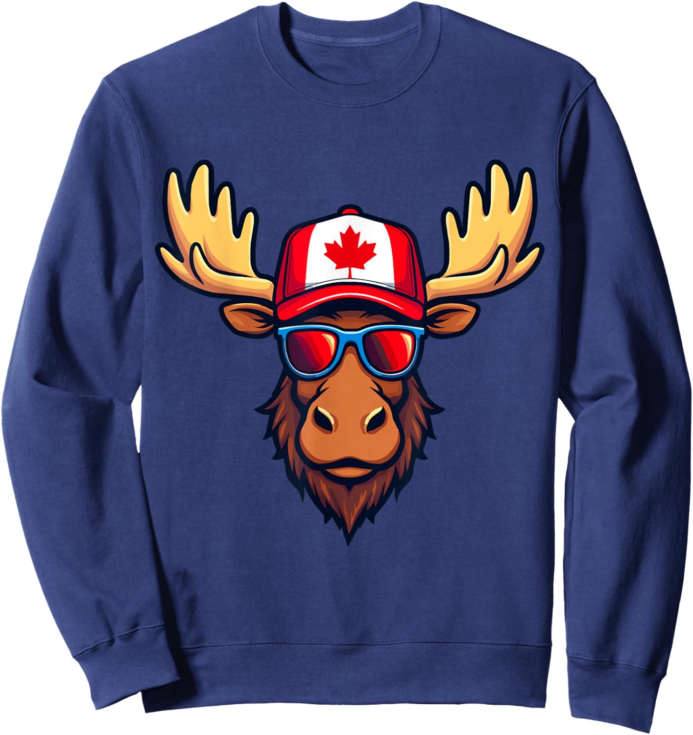 Canadian Canada Day Moose Canada Flag Sweatshirt - Sweatshirt | Navy