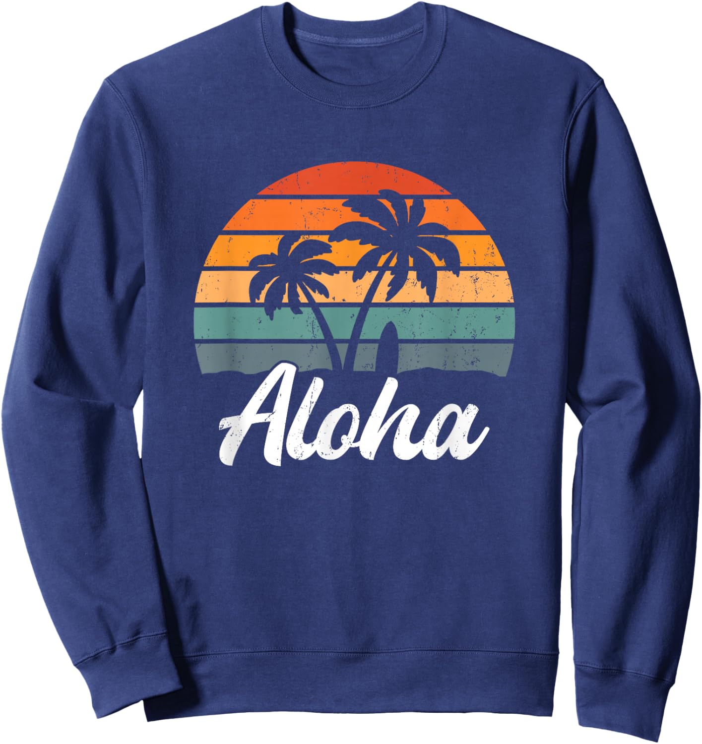 Aloha Hawaiian Shirt Surf Beach Palm Tree , black Sweatshirt - Sweatshirt | Navy