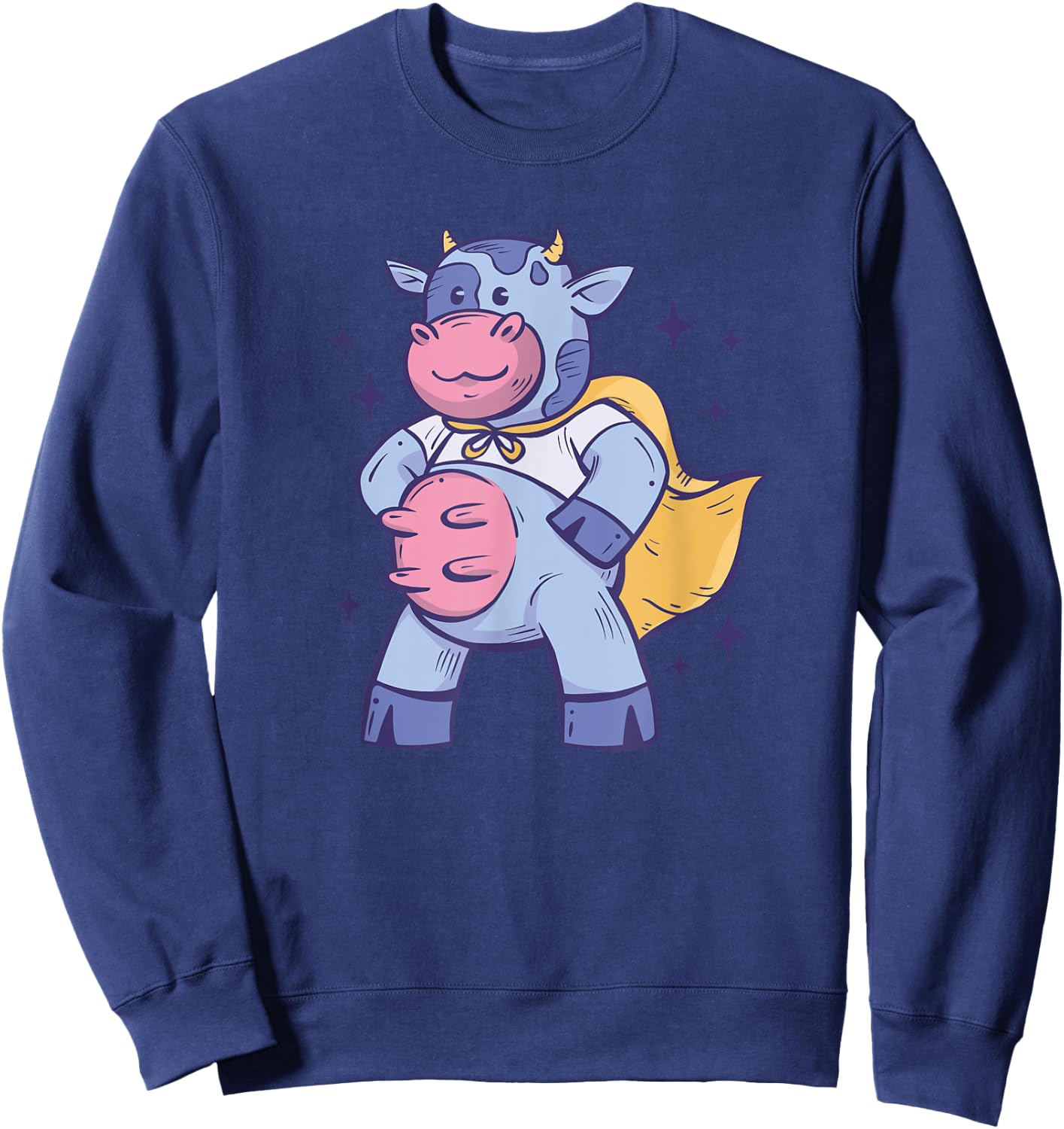Cow In Superhero Costume Cattle, Cow Farmer Sweatshirt - Sweatshirt | Navy
