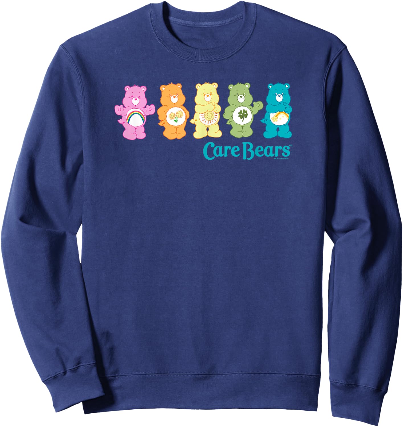 Care Bears Classic Vintage Rainbow Bears Line Up Logo , Black, S Sweatshirt - Sweatshirt | Navy