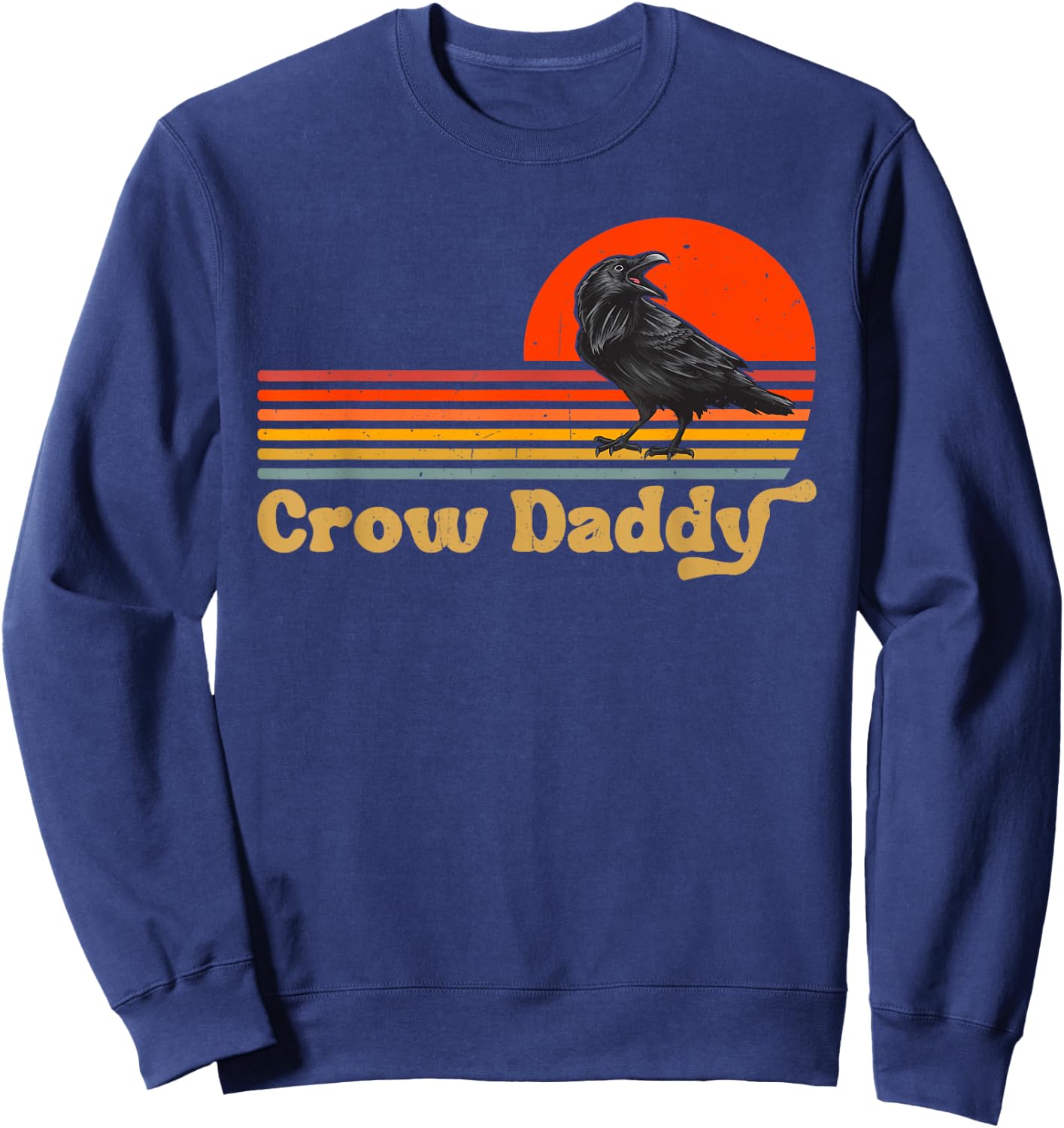 Crow Daddy Retro Vintage Raven Black Crow Sweatshirt - Sweatshirt | Navy