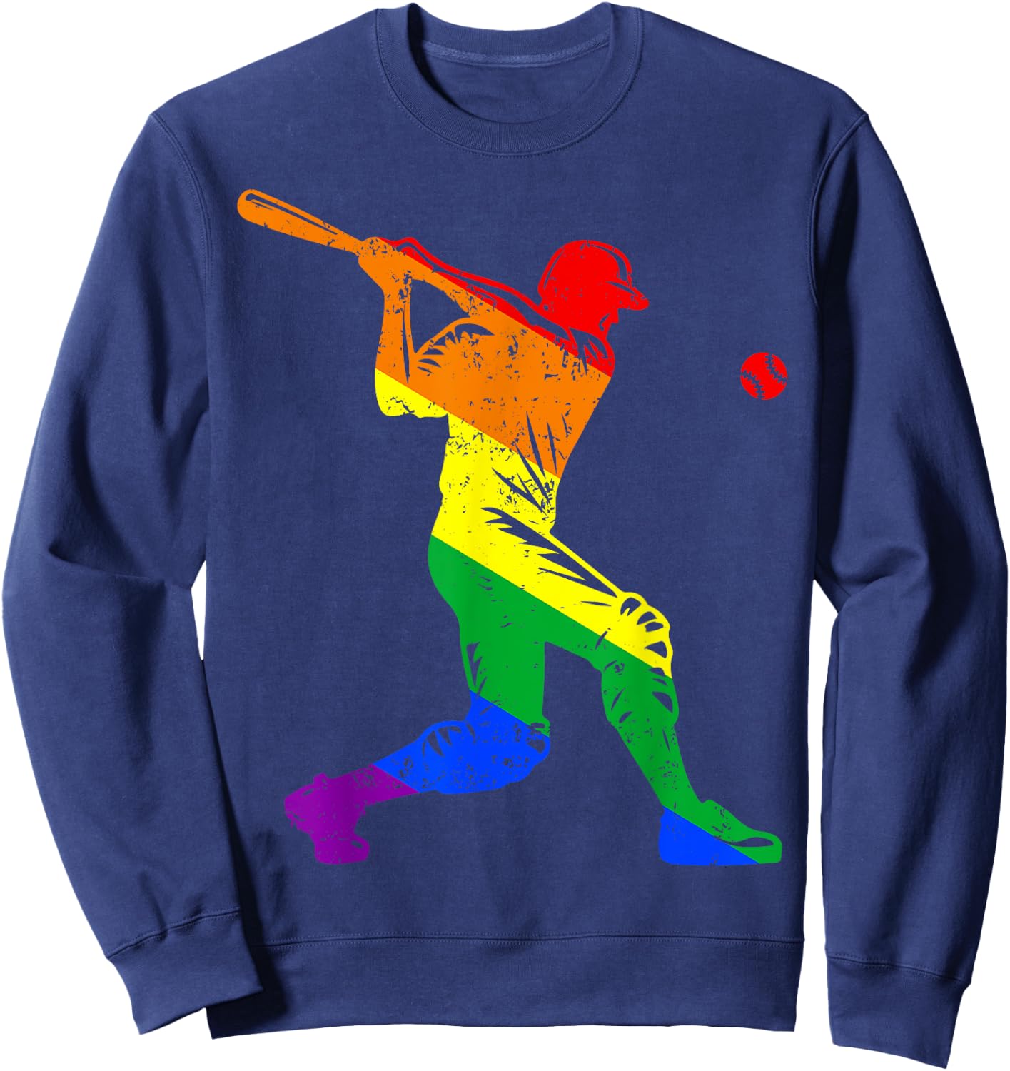 Funny Baseball Player Rainbow Flag Gay Lesbian Pride LGBT Sweatshirt - Sweatshirt | Navy