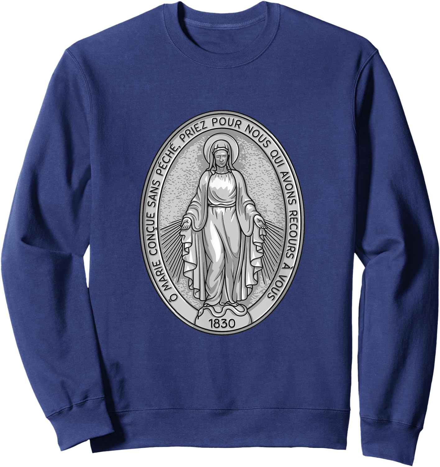Miraculous Medal Marian Our Lady Catholic Sweatshirt - Sweatshirt | Navy