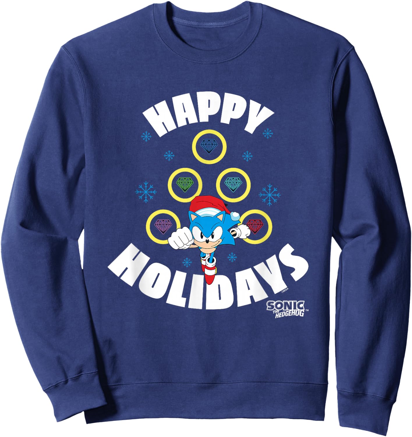 Sonic The Hedgehog Christmas Happy Holidays Chaos Tree Sweatshirt - Sweatshirt | Navy