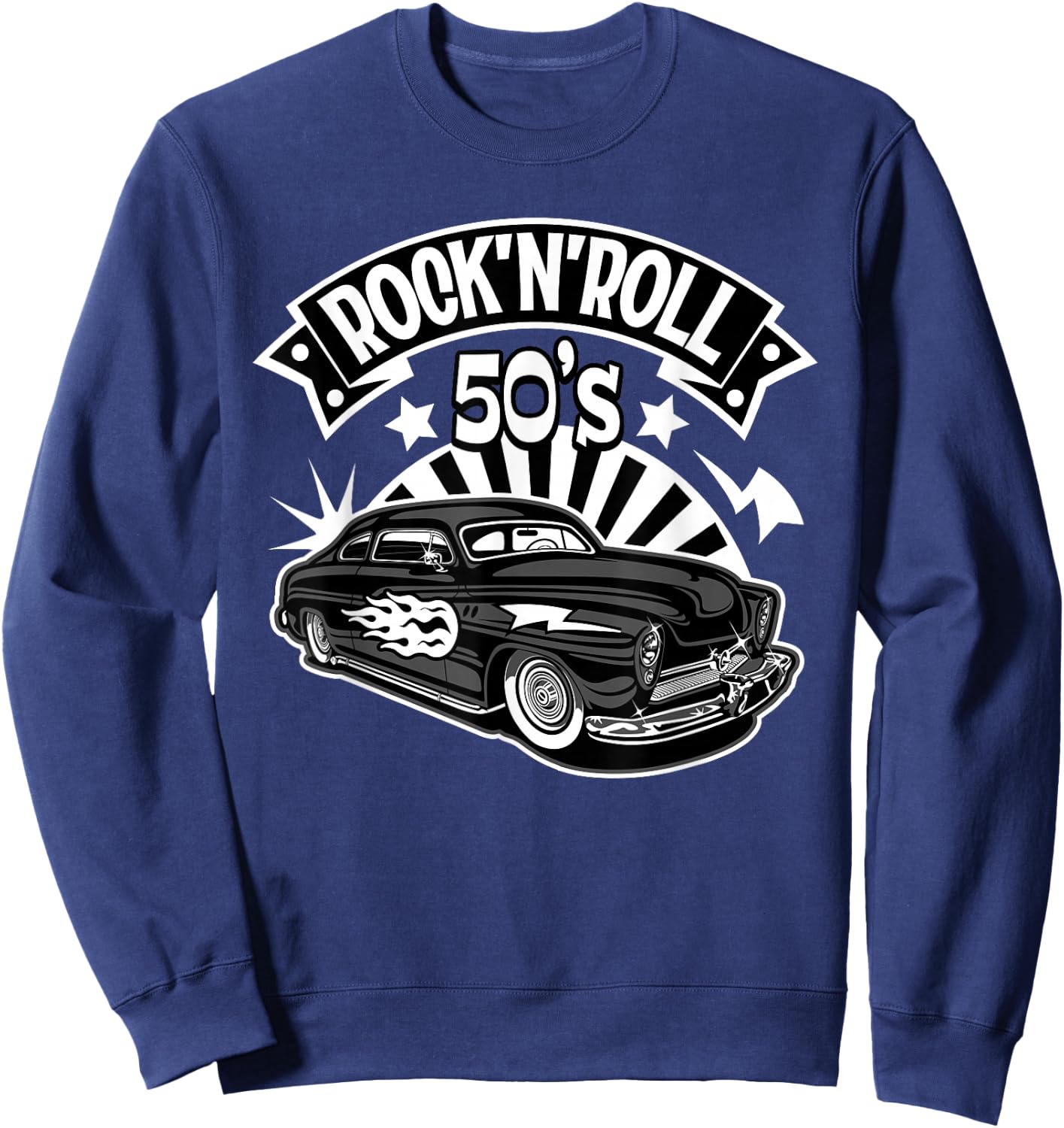 50s Rock and Roll Costumes 1950s Sock Hop Rockabilly Greaser Sweatshirt - Sweatshirt | Navy