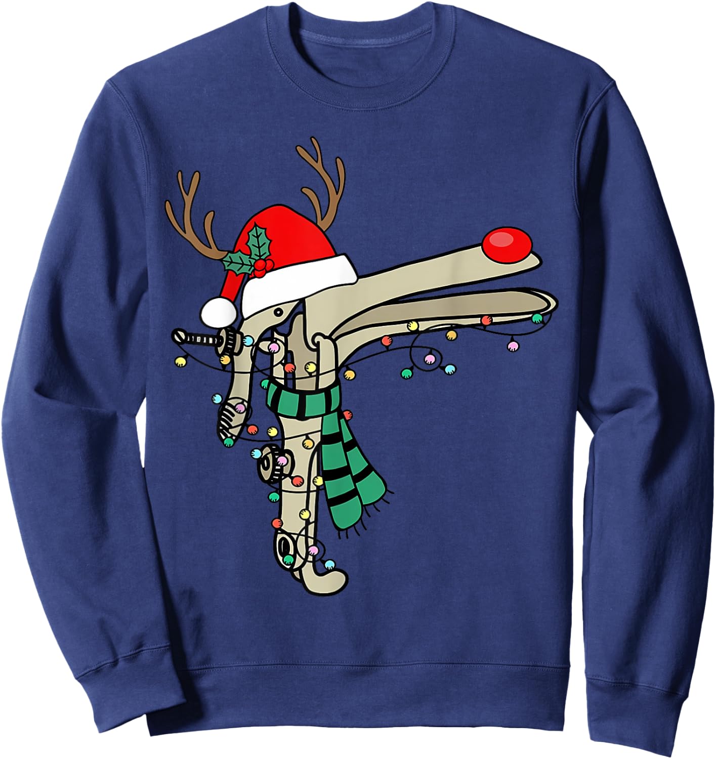 Christmas Speculum Reindeer Obgyn Nurse Santa Hat Nursing Sweatshirt - Sweatshirt | Navy