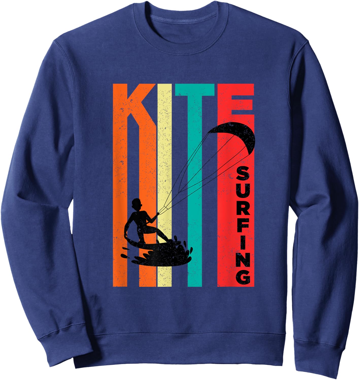 Kitesurfing Retro Vintage Kiteboard Kitesurfer Surfing Gift Sweatshirt - Sweatshirt | Navy