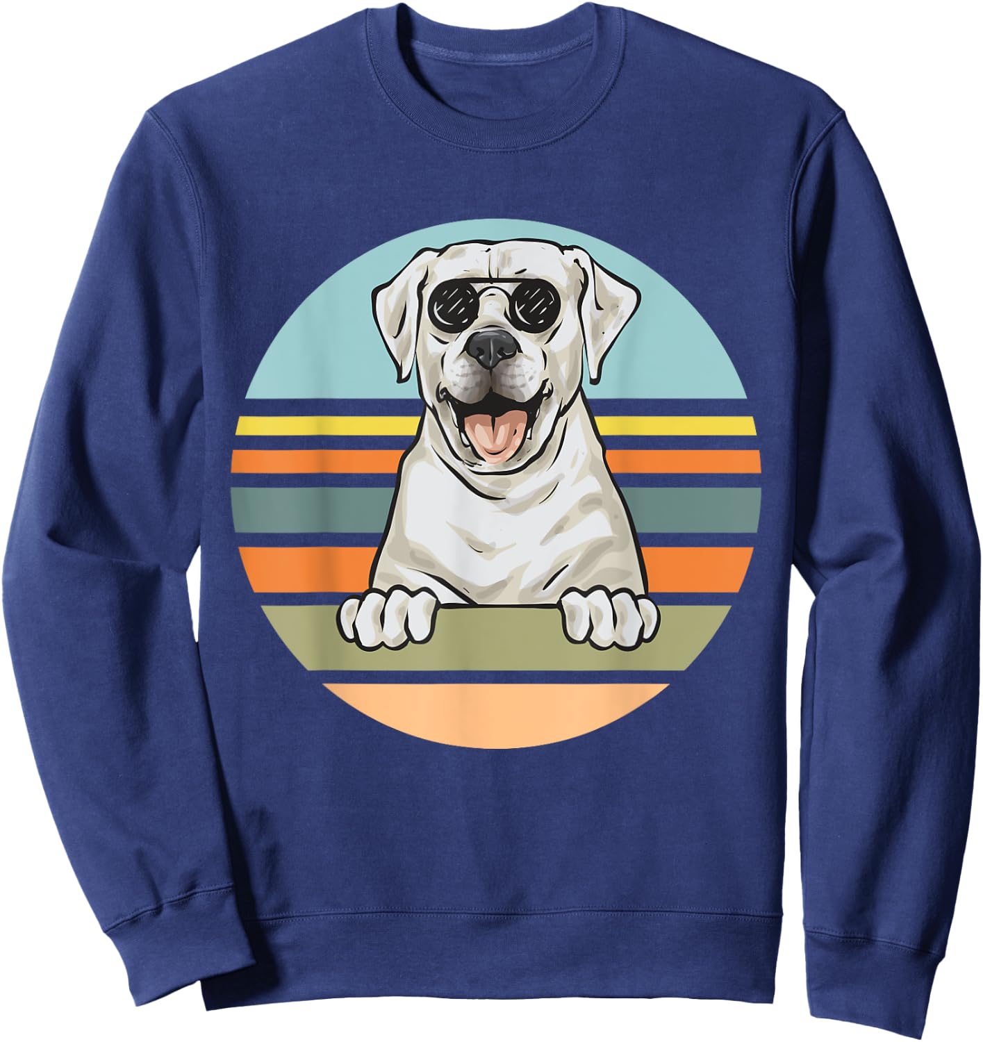 White Labrador Retriever With Sunglasses White Lab Sweatshirt - Sweatshirt | Navy