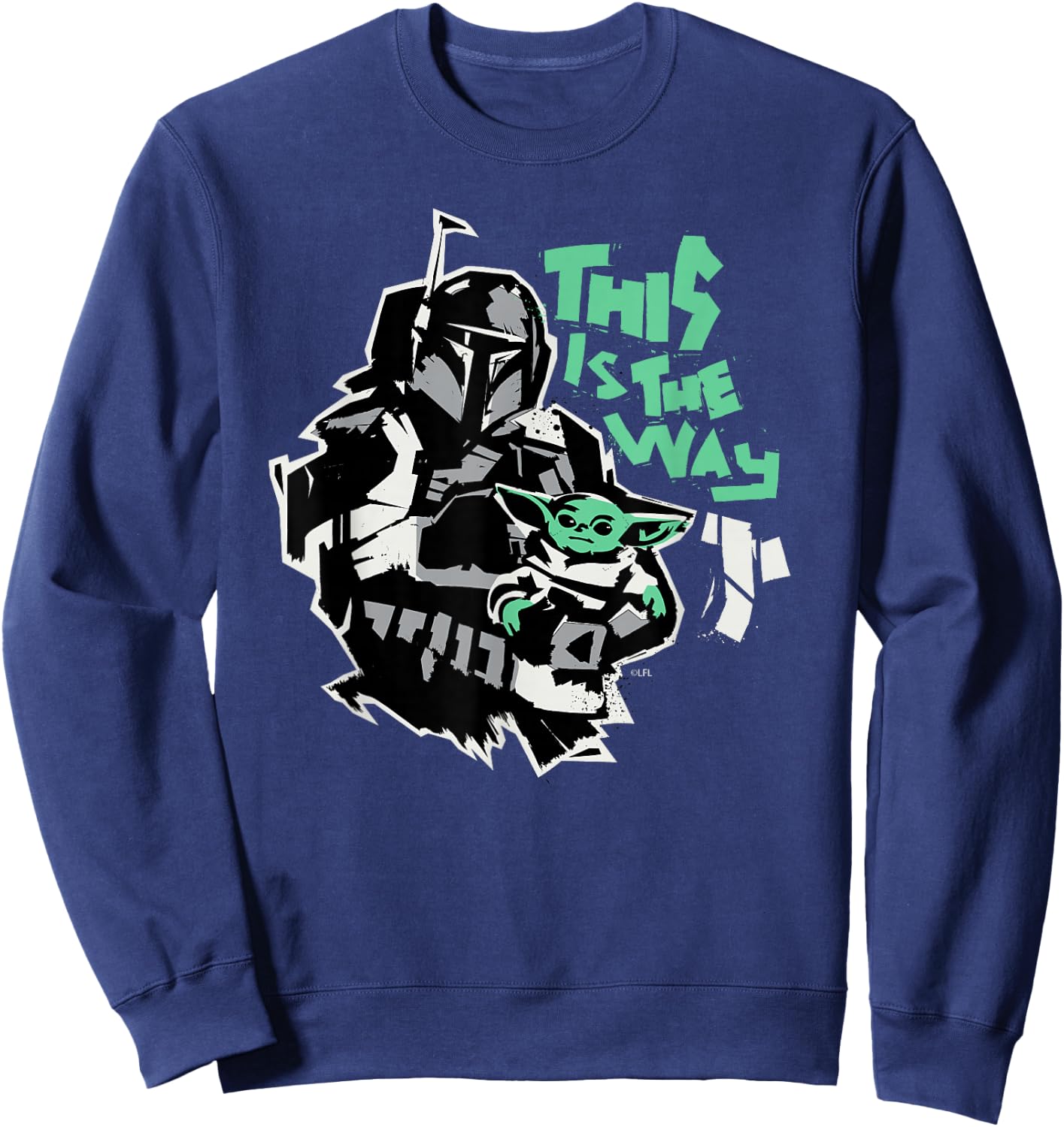 Star Wars The Mandalorian and Grogu This is the Way Raw Sweatshirt - Sweatshirt | Navy
