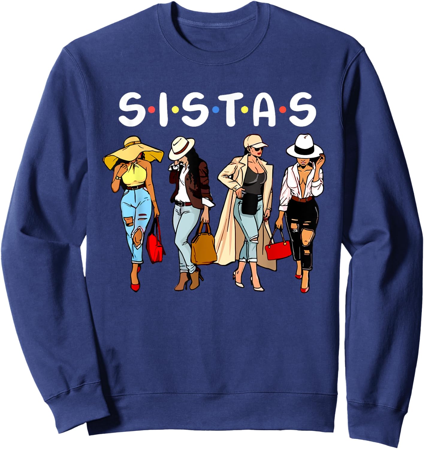 Women Proud Black Sistas Queen Melanin African American Sweatshirt - Sweatshirt | Navy