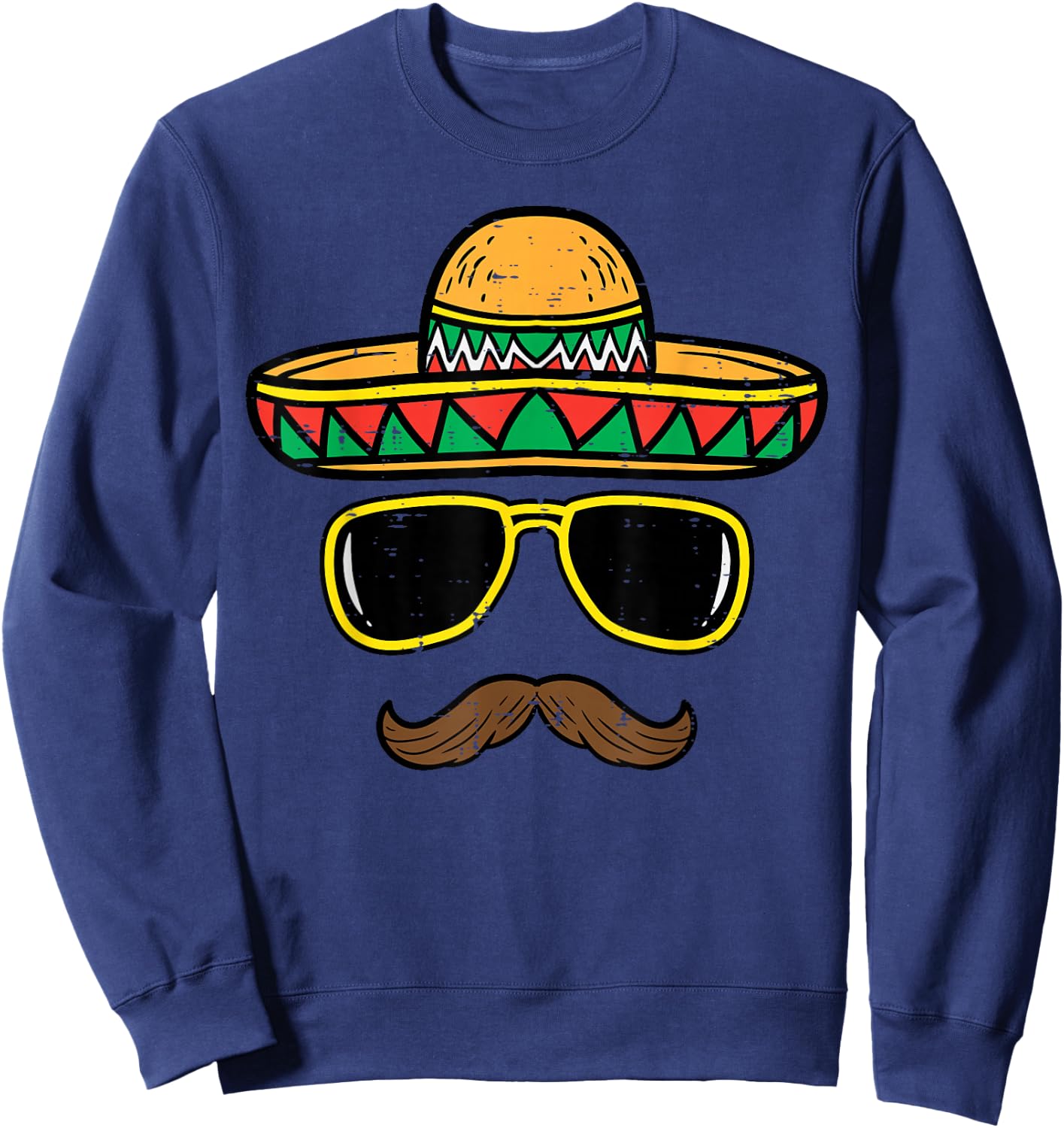 Sombrero Face Cinco De Mayo Mexican Fiesta Party Kids Boys , black, s Sweatshirt - Sweatshirt | Navy