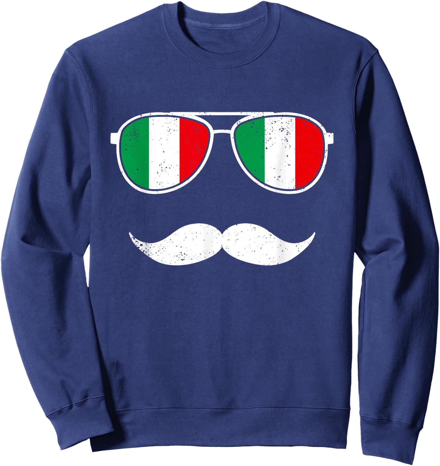 Italien-Flagge, Retro-Sonnenbrille, Schnurrbart, lustige italienische Jungen Sweatshirt - Sweatshirt | Navy