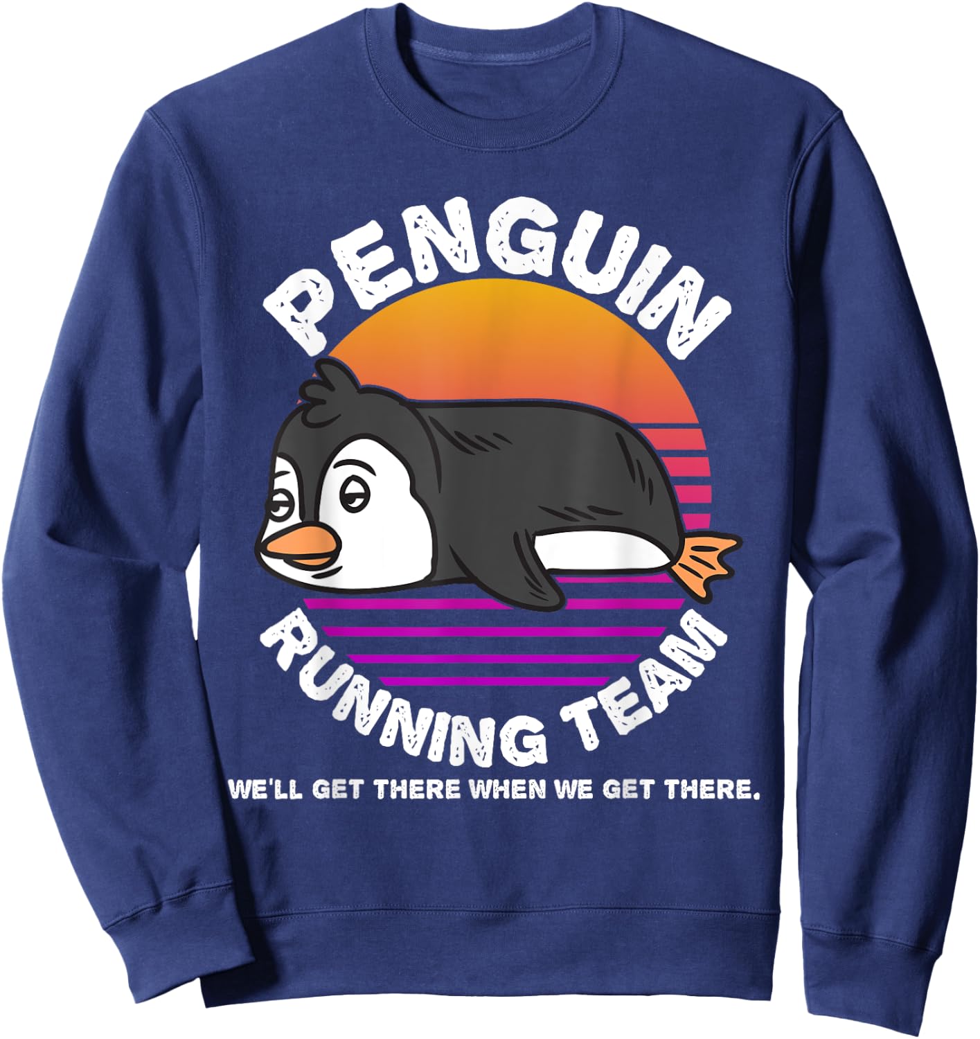 Funny Penguin Running Team Shirt Kids Men Women Gift Sweatshirt - Sweatshirt | Navy