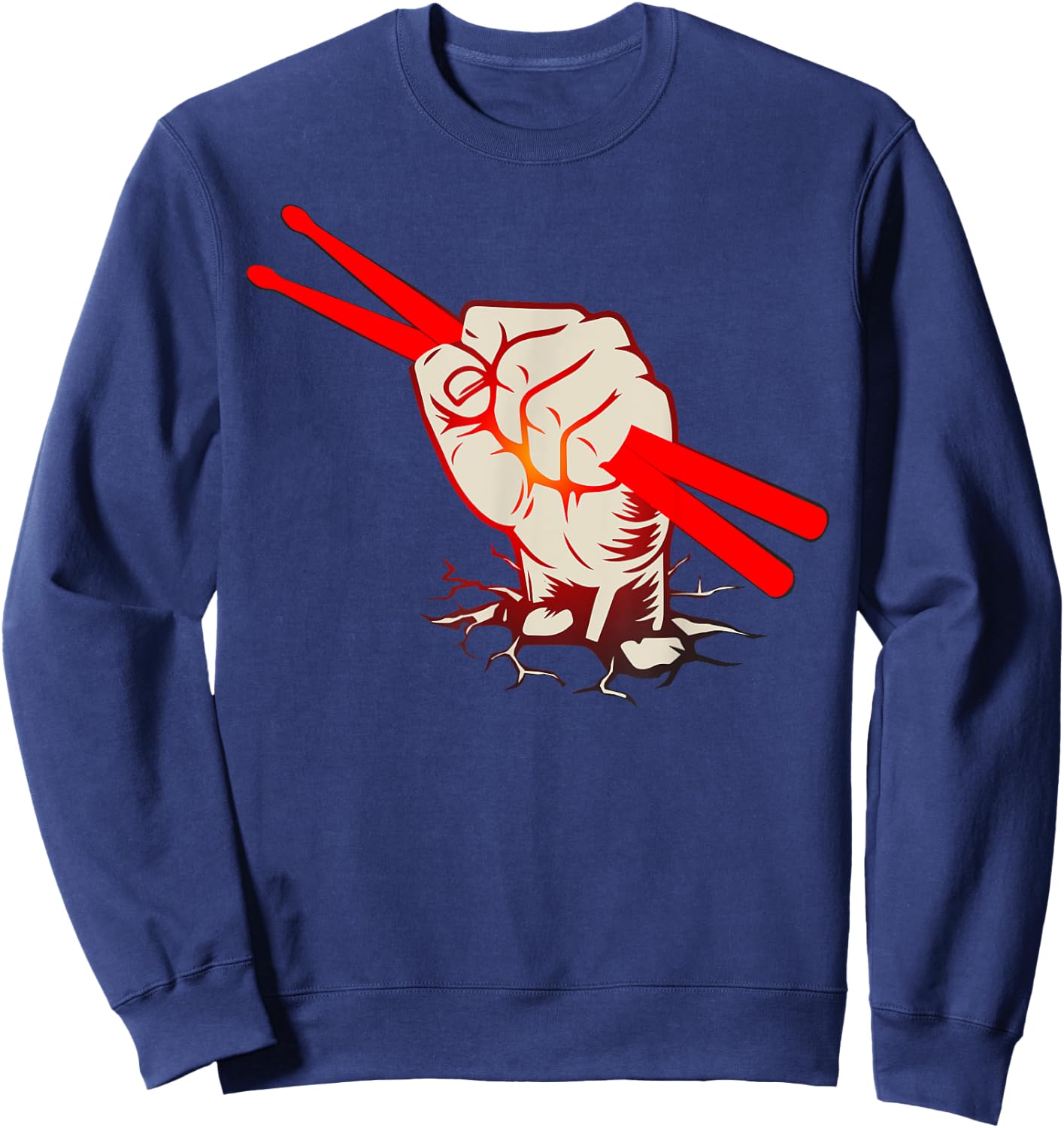 Vintage Drummer Retro Distressed Drum Sticks Hand Sweatshirt - Sweatshirt | Navy