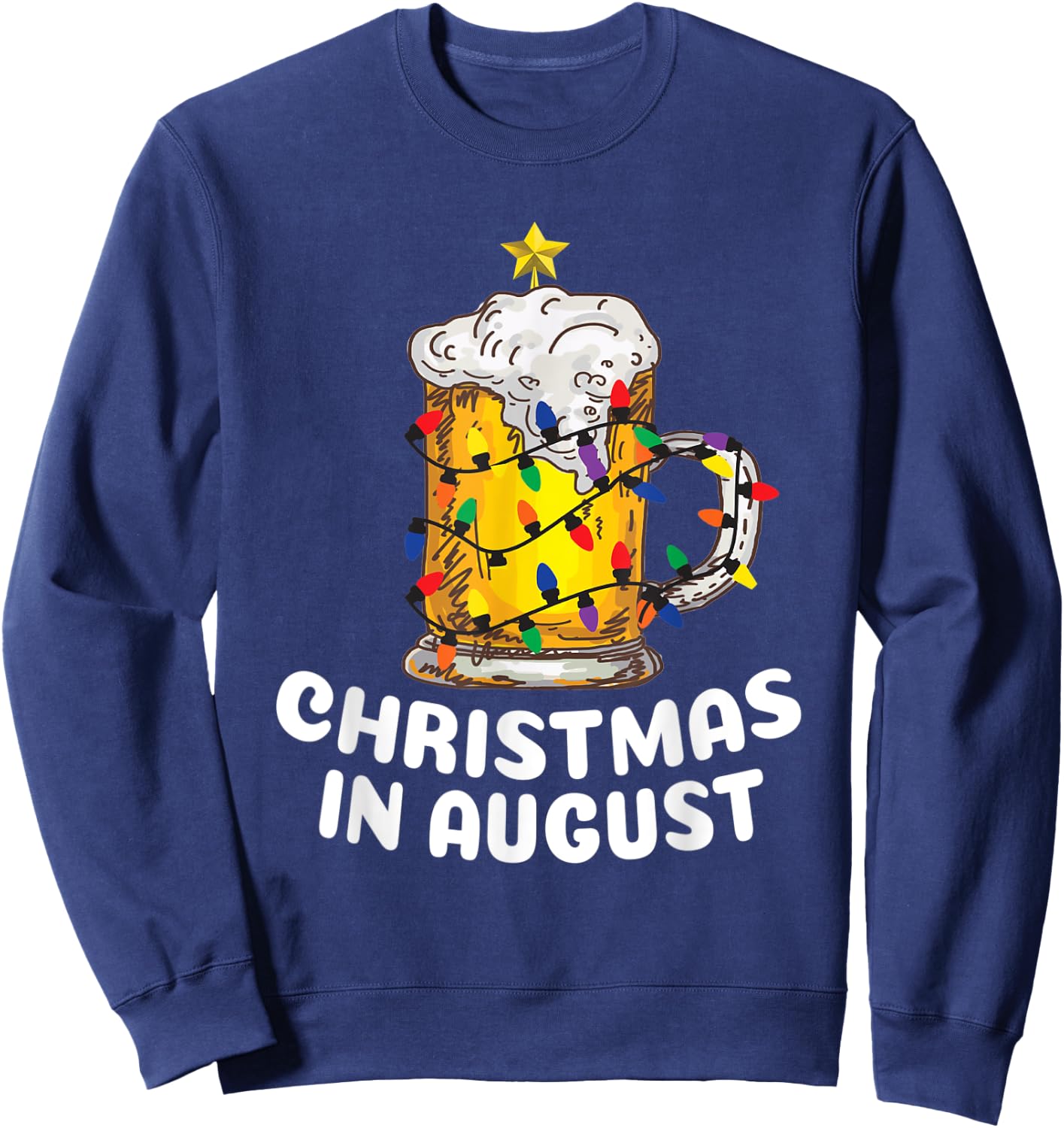 Awesome Beer Xmas Tree Summer For Christmas In August Men Women Sweatshirt - Sweatshirt | Navy
