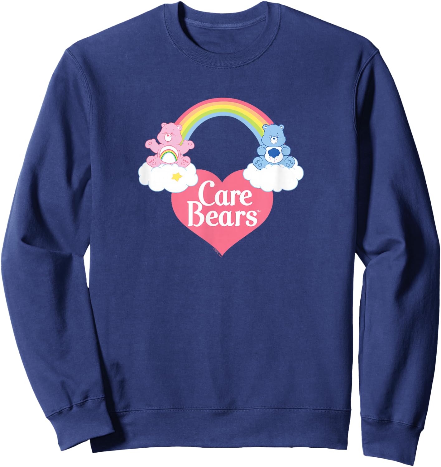 Care Bears Logo with Cheer Bear and Grumpy Bear Cartoon Sweatshirt - Sweatshirt | Navy