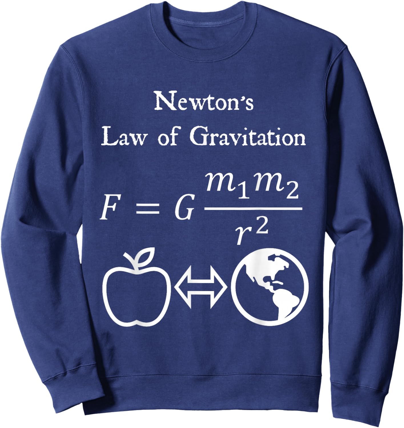 Newton's Law of Gravitation Physics Math Teacher Nerdy Sweatshirt - Sweatshirt | Navy
