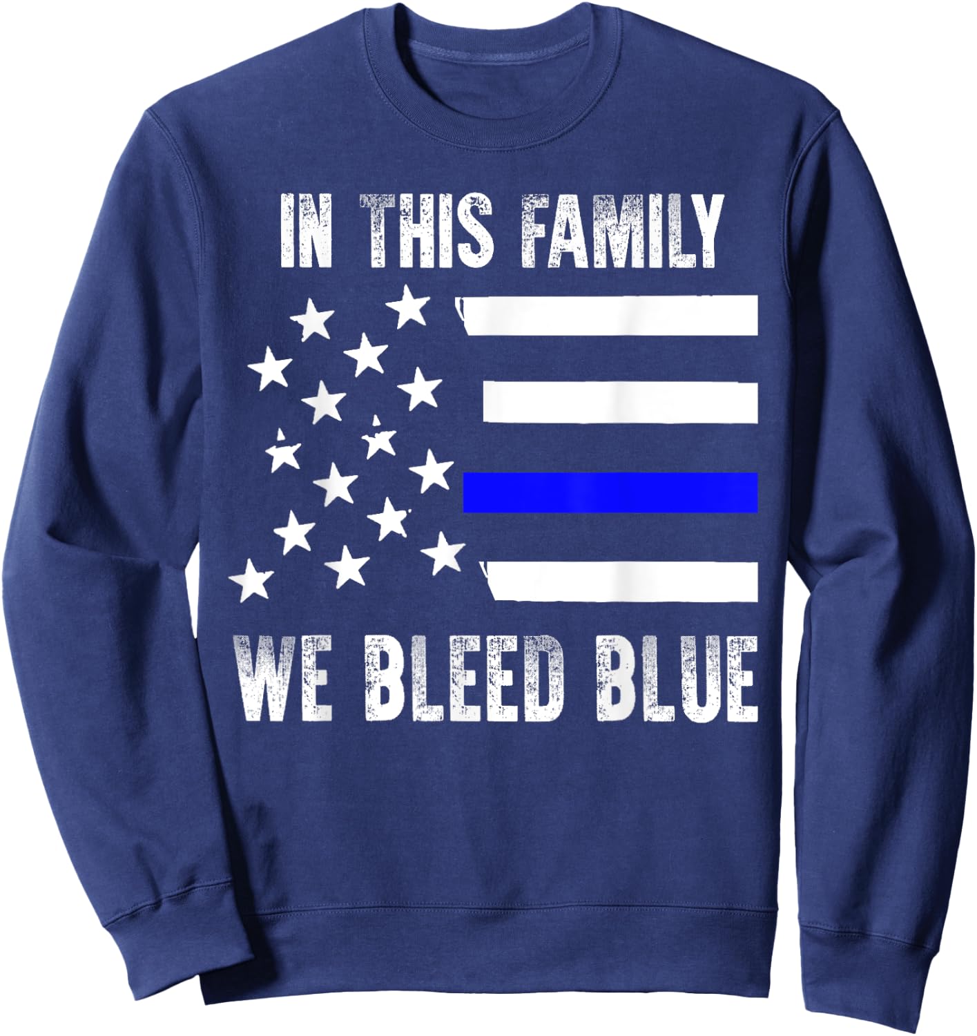 Police Cop Officer Shirt We Bleed Blue US Flag Gift Sweatshirt - Sweatshirt | Navy