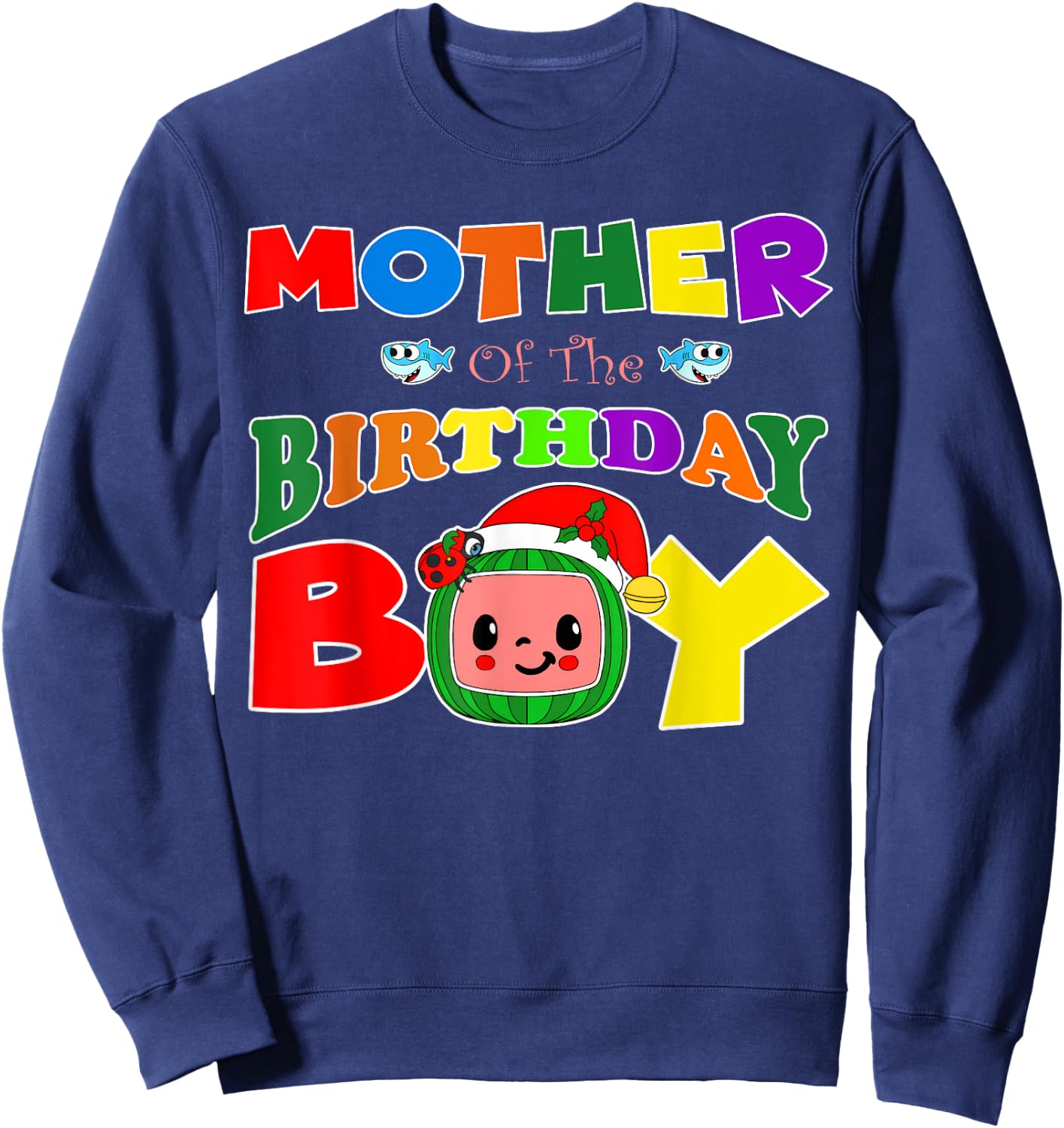 Mother Of The Birthday Boy Funny Melon Family Matching Sweatshirt - Sweatshirt | Navy