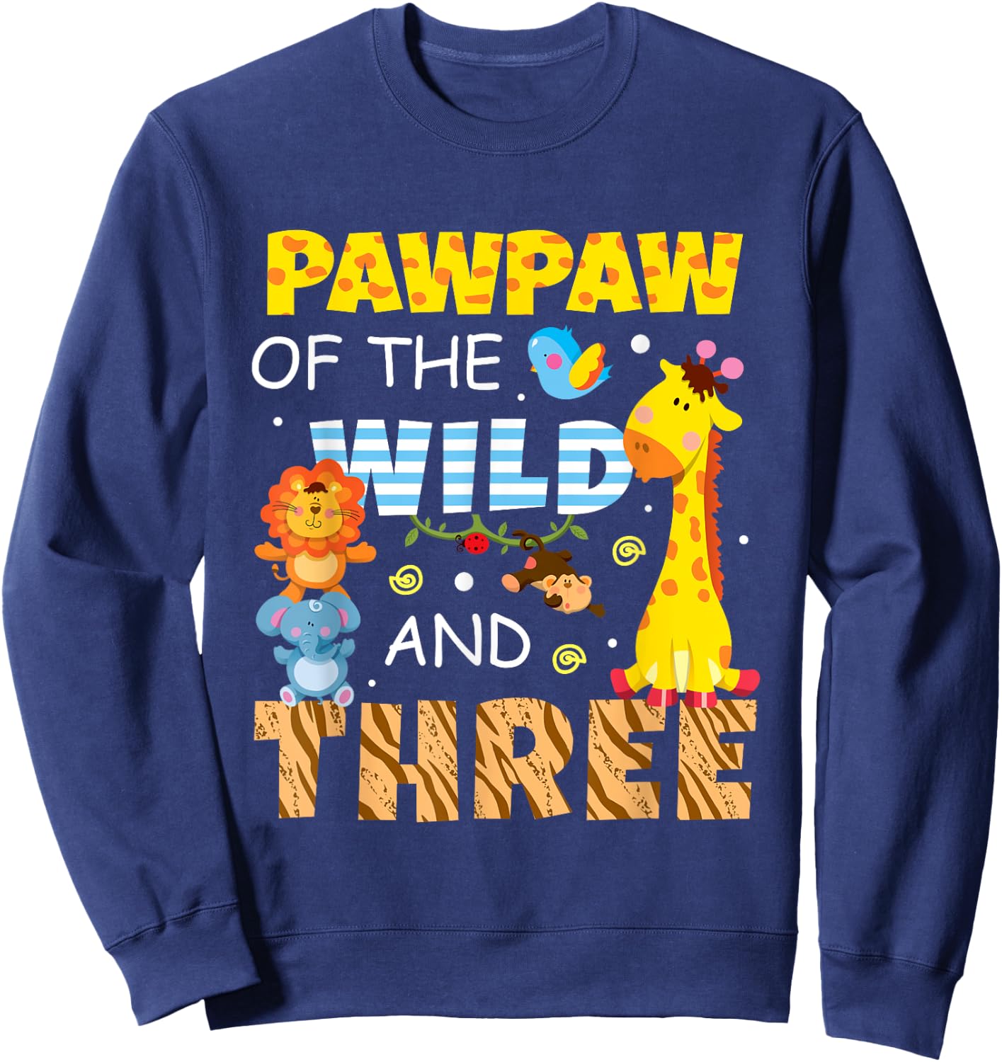 Pawpaw Of The Wild and Three Safari Jungle Zoo Animals Sweatshirt - Sweatshirt | Navy