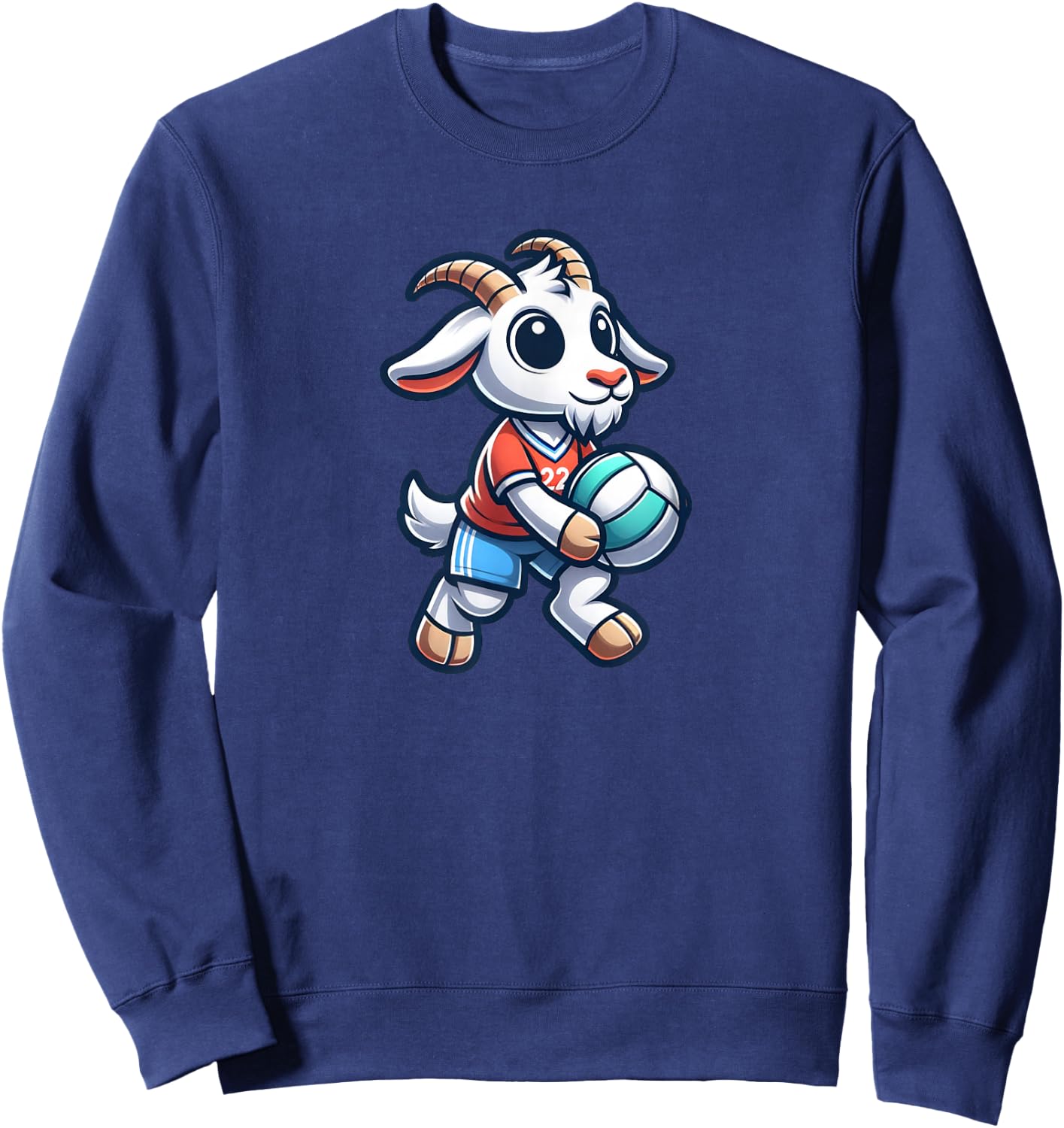 Unique Goat Volleyball Player Team Spirit Art Sweatshirt - Sweatshirt | Navy