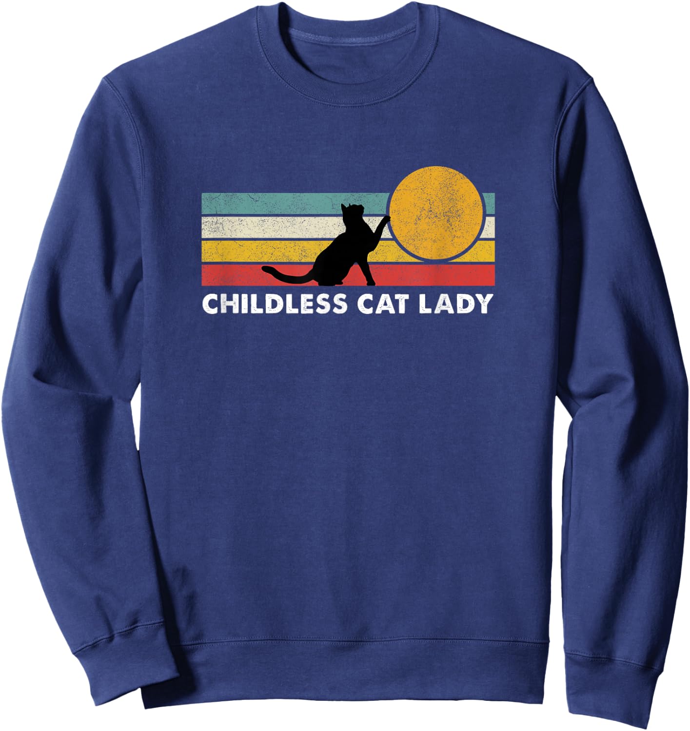 Vintage Childless Cat Lady Sweatshirt - Sweatshirt | Navy