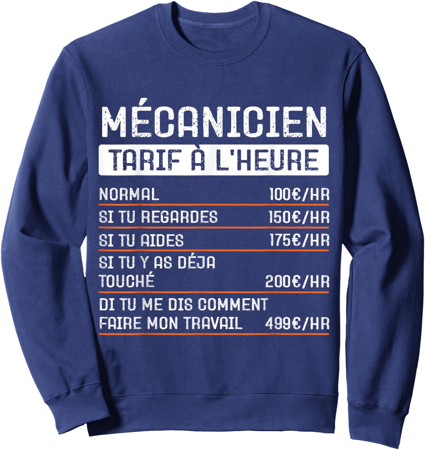 Humor Mechanic Hourly rate Gift Occupation Sweatshirt - Sweatshirt | Navy