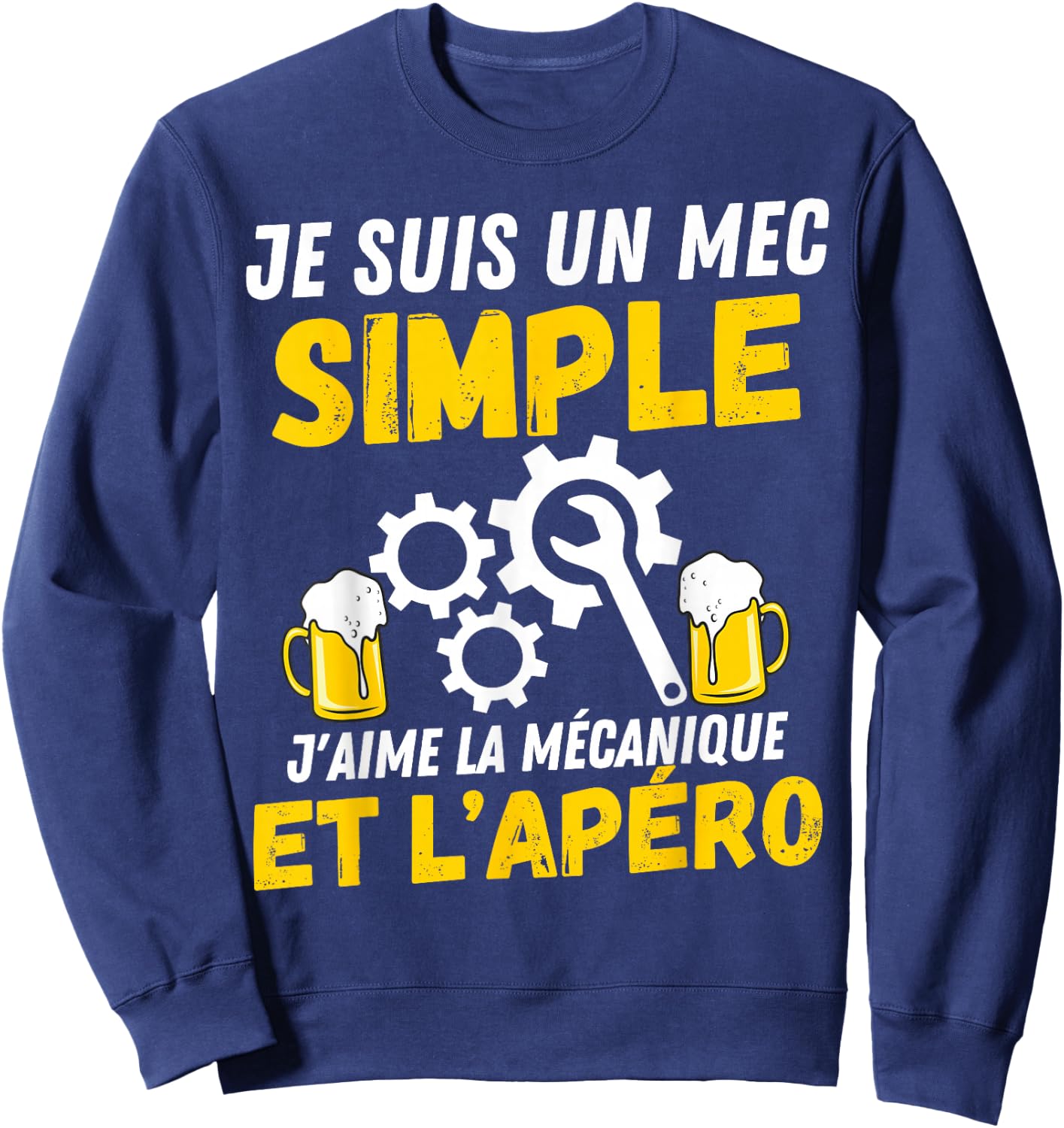 Simple guy J'aime meçanique apèro mechanic humour mechanic , Black, S Sweatshirt - Sweatshirt | Navy