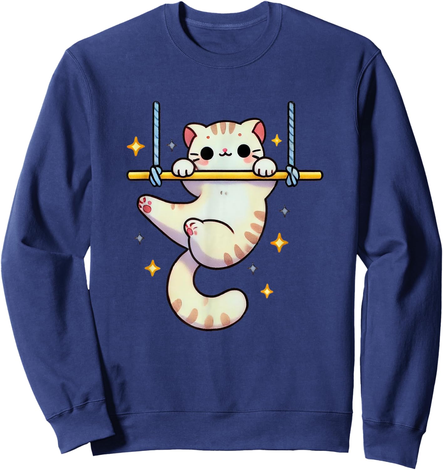 Hang In There Aerial Kitty Aerialist Cat Trapeze Men Women Kids Sweatshirt - Sweatshirt | Navy