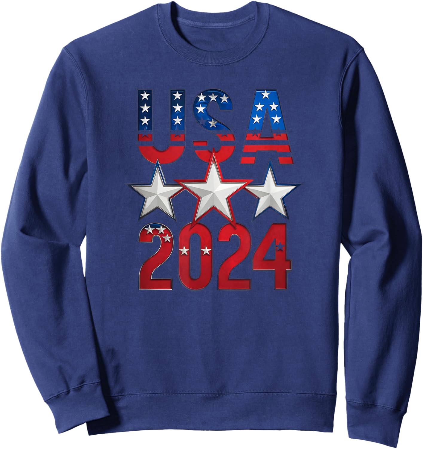 USA Patriotic Team Sports 2024, American Flag Sweatshirt - Sweatshirt | Navy