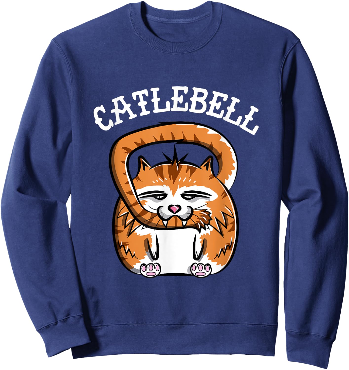 Catlebell Kettlebell Cat Workout T Shirt Gym Cat lover Women Kids Sweatshirt - Sweatshirt | Navy