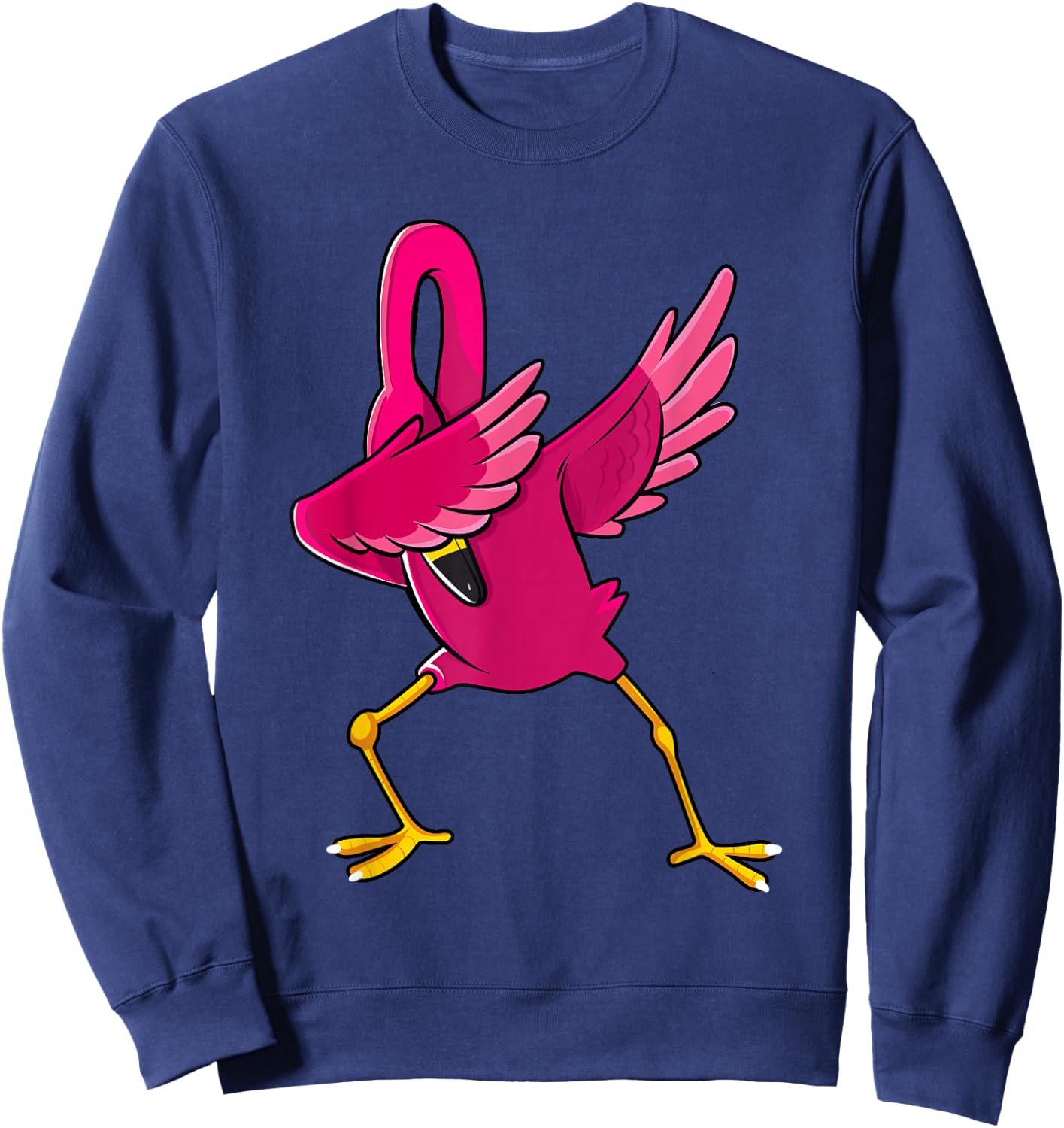 Dabbing Pink Flamingo Tropical Animal Lover Men Women Kids Sweatshirt - Sweatshirt | Navy