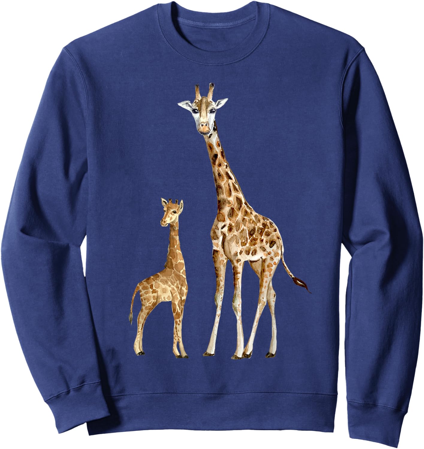 Mama & Baby Giraffe Wildlife Sweatshirt - Sweatshirt | Navy