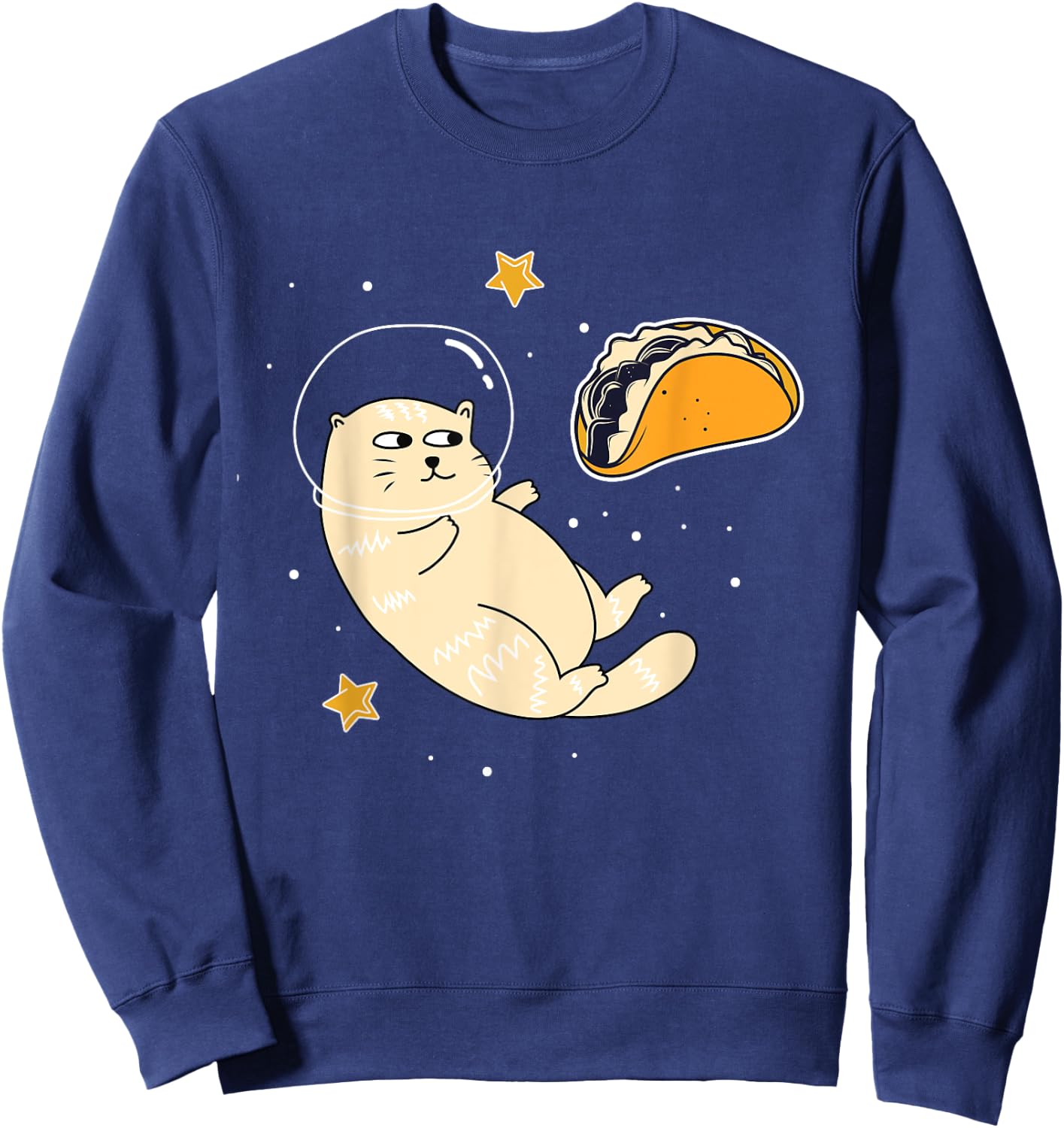 Astronaut Cat in Outer Space | Taco Moon Sweatshirt - Sweatshirt | Navy