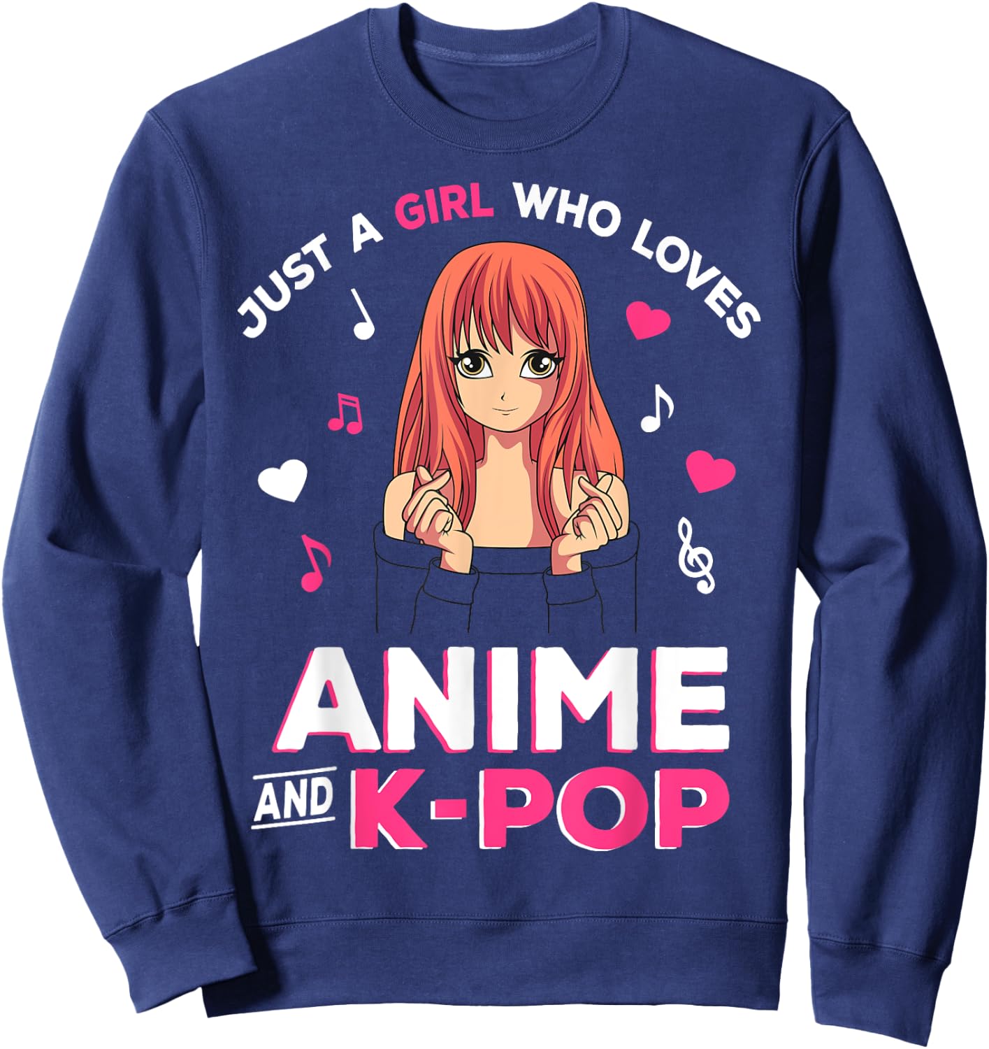 Anime Girls' K-Pop Children's Manga Merch Sweatshirt - Sweatshirt | Navy