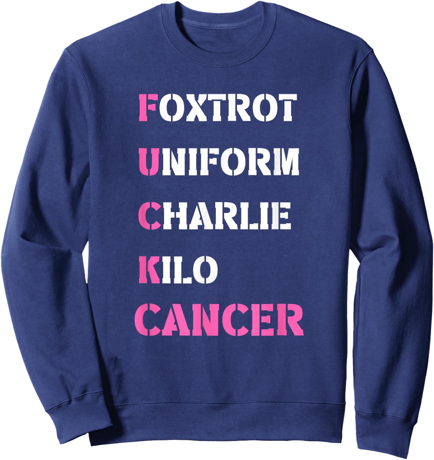Foxtrot Uniform Charlie Kilo F-ck Breast Cancer - Support Sweatshirt - Sweatshirt | Navy