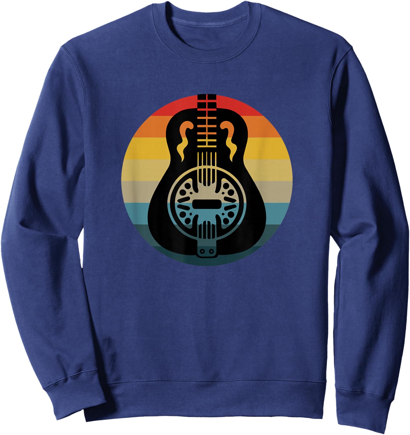 Retro Dobro Resonator Guitar Vintage Sunset Music Lover Sweatshirt - Sweatshirt | Navy