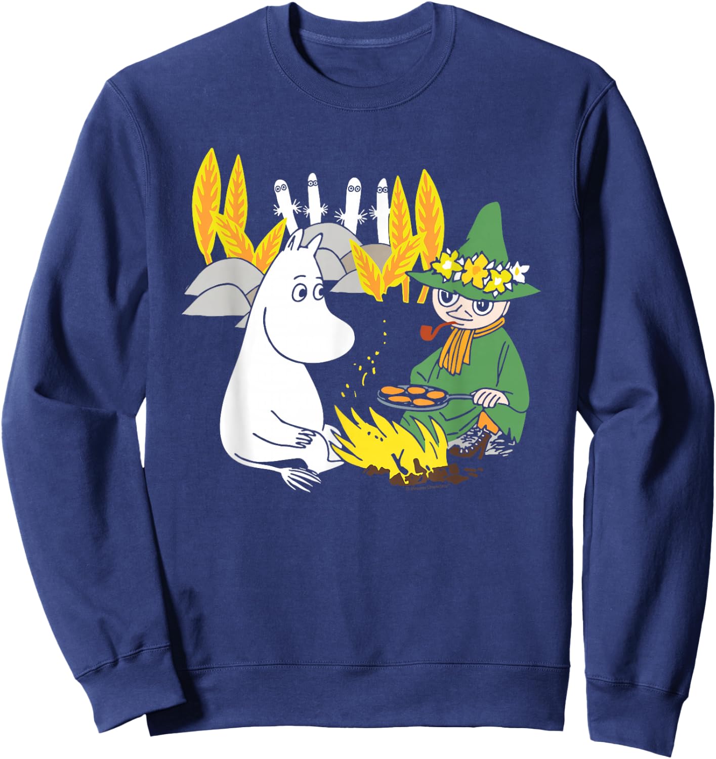 Moomin Moomintroll & Snuffkin Campfire Scary Hattifatteners , black Sweatshirt - Sweatshirt | Navy