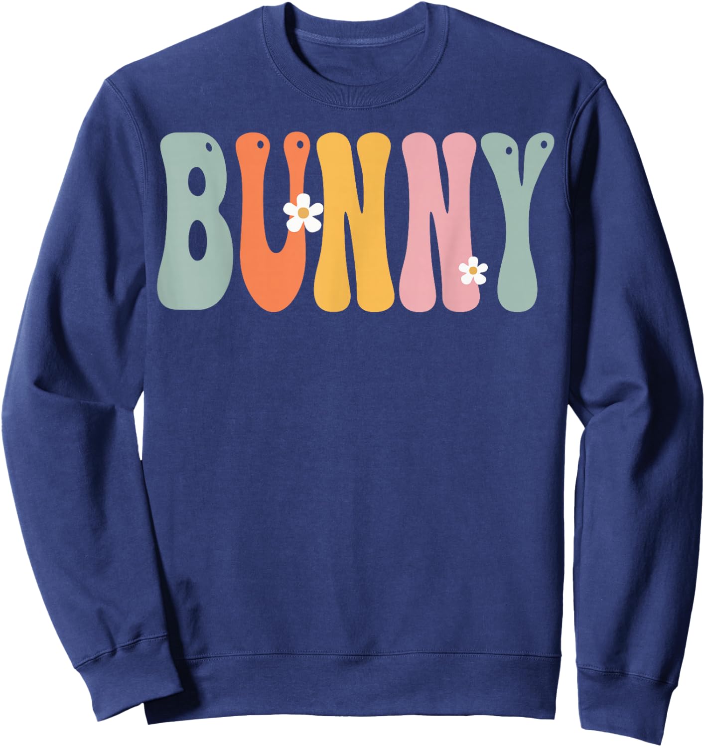 BUNNY Retro Groovy Print Mom Cute Mother's Day Funny Grandma Sweatshirt - Sweatshirt | Navy