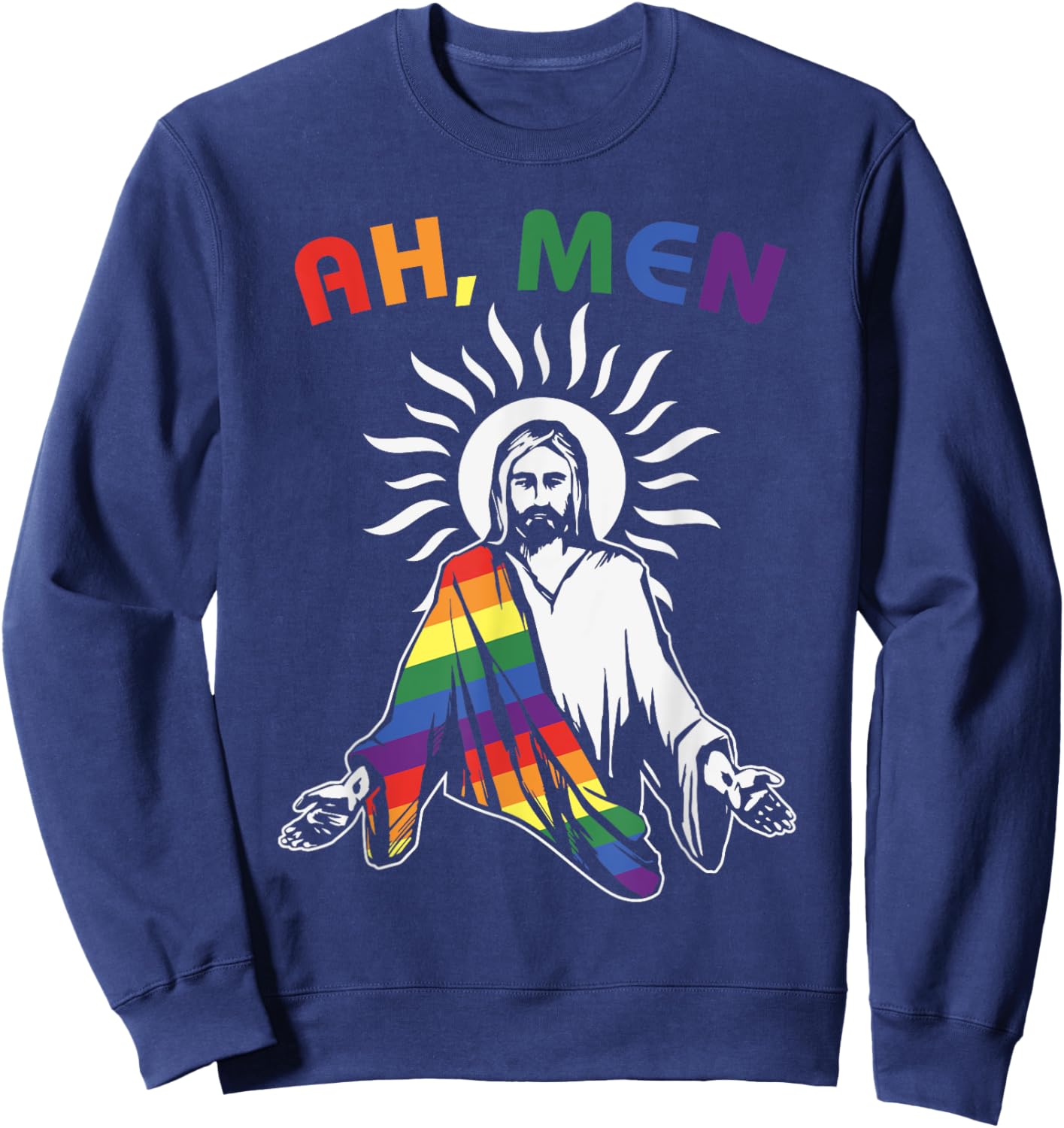 Ah Men Funny Flag LGBT Gay Pride Jesus Freedom , Black, S Sweatshirt - Sweatshirt | Navy