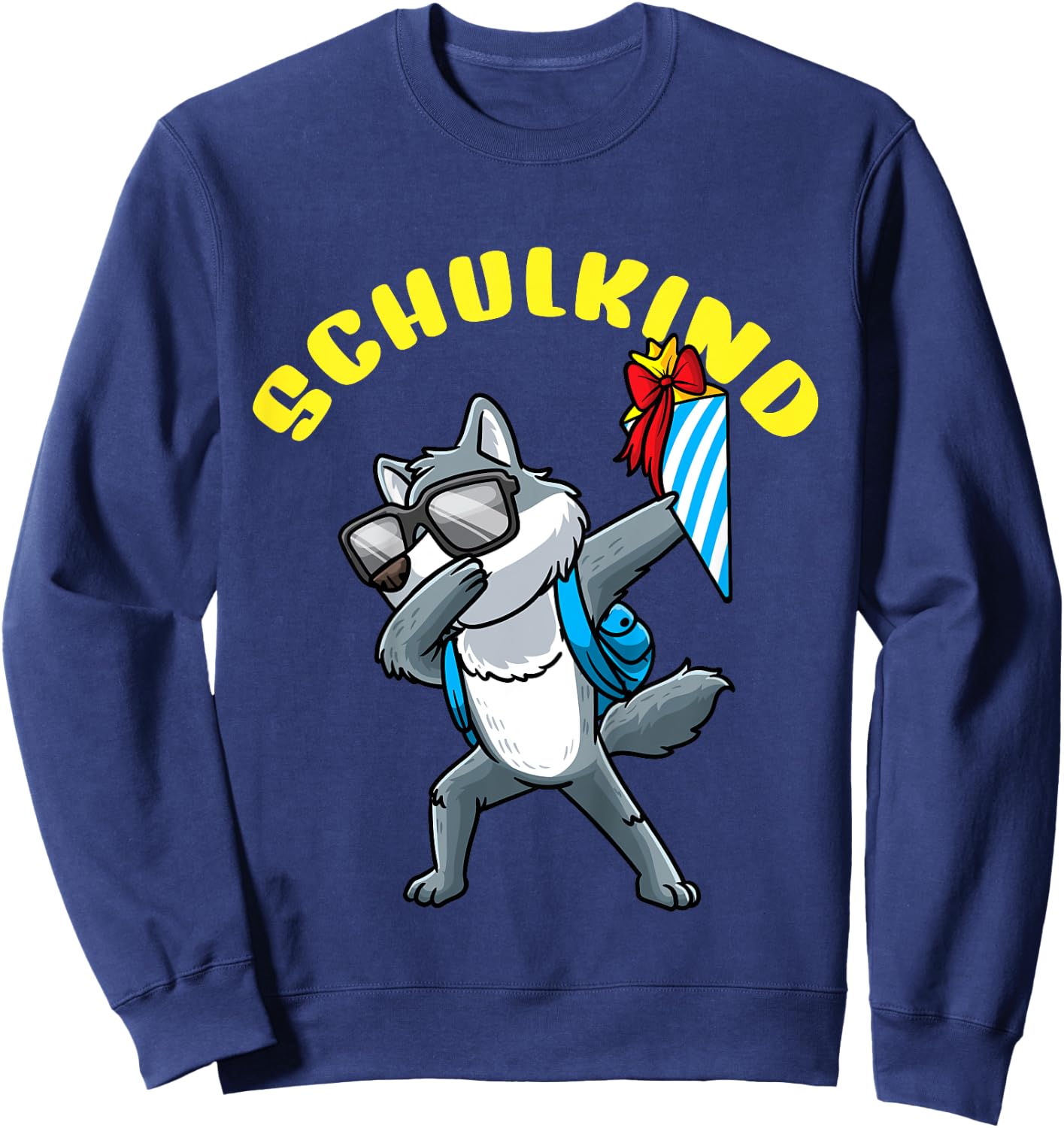 Kinder Einschulung Schulkind Schultüte Wolf Schulanfang Sweatshirt - Sweatshirt | Navy