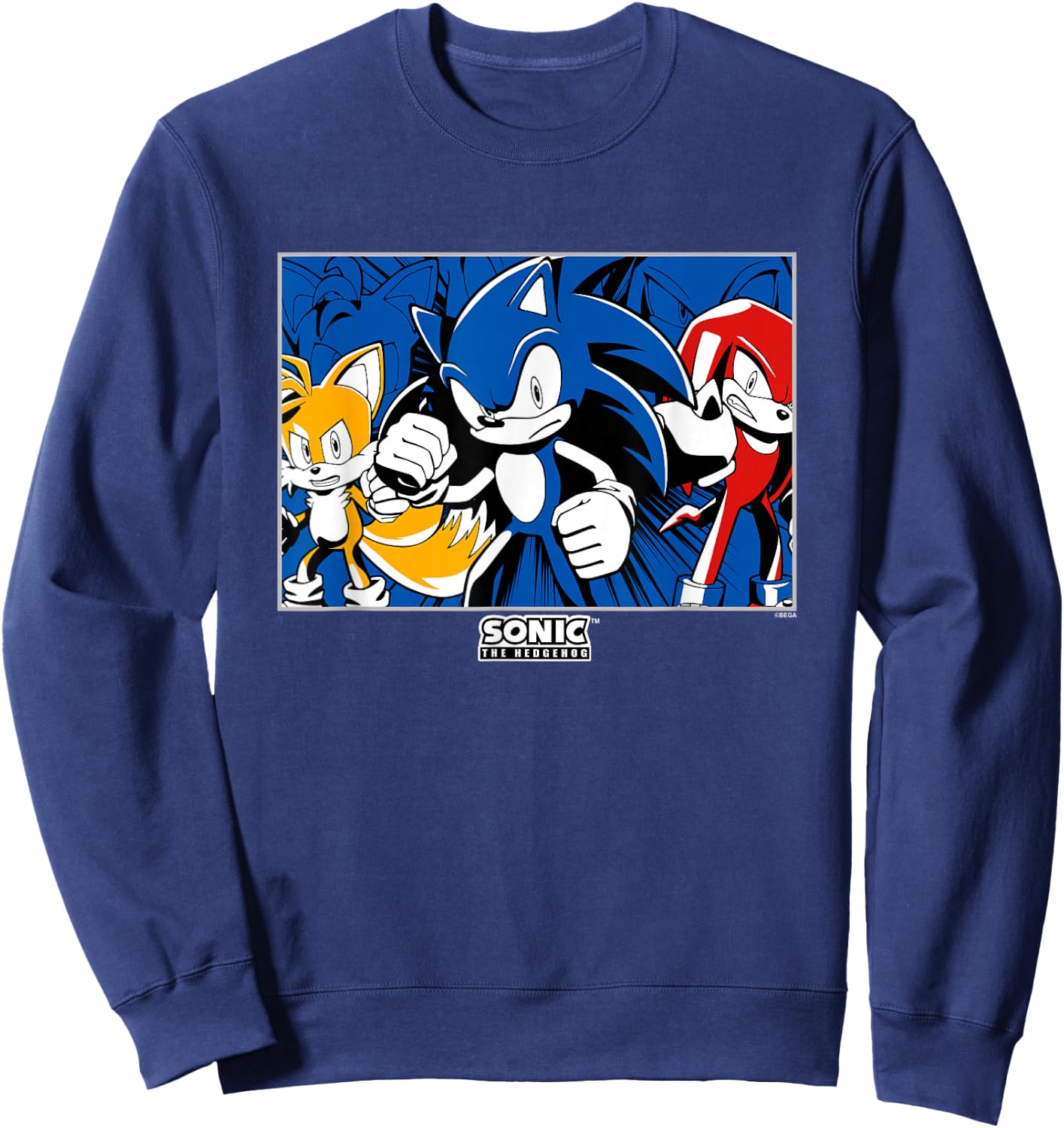 Sonic The Hedgehog Sonic Tails & Knuckles Epic Retro Panel Sweatshirt - Sweatshirt | Navy