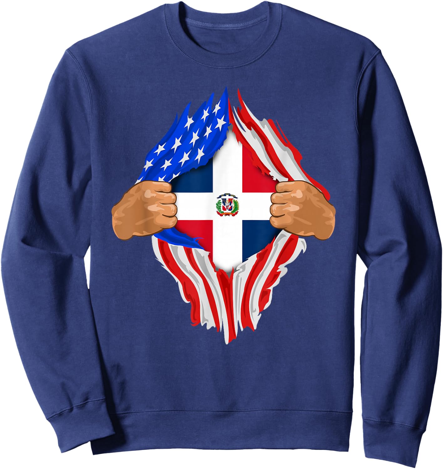 Dominican Blood Inside Me Shirt Dominican Republic Flag Gift Sweatshirt - Sweatshirt | Navy