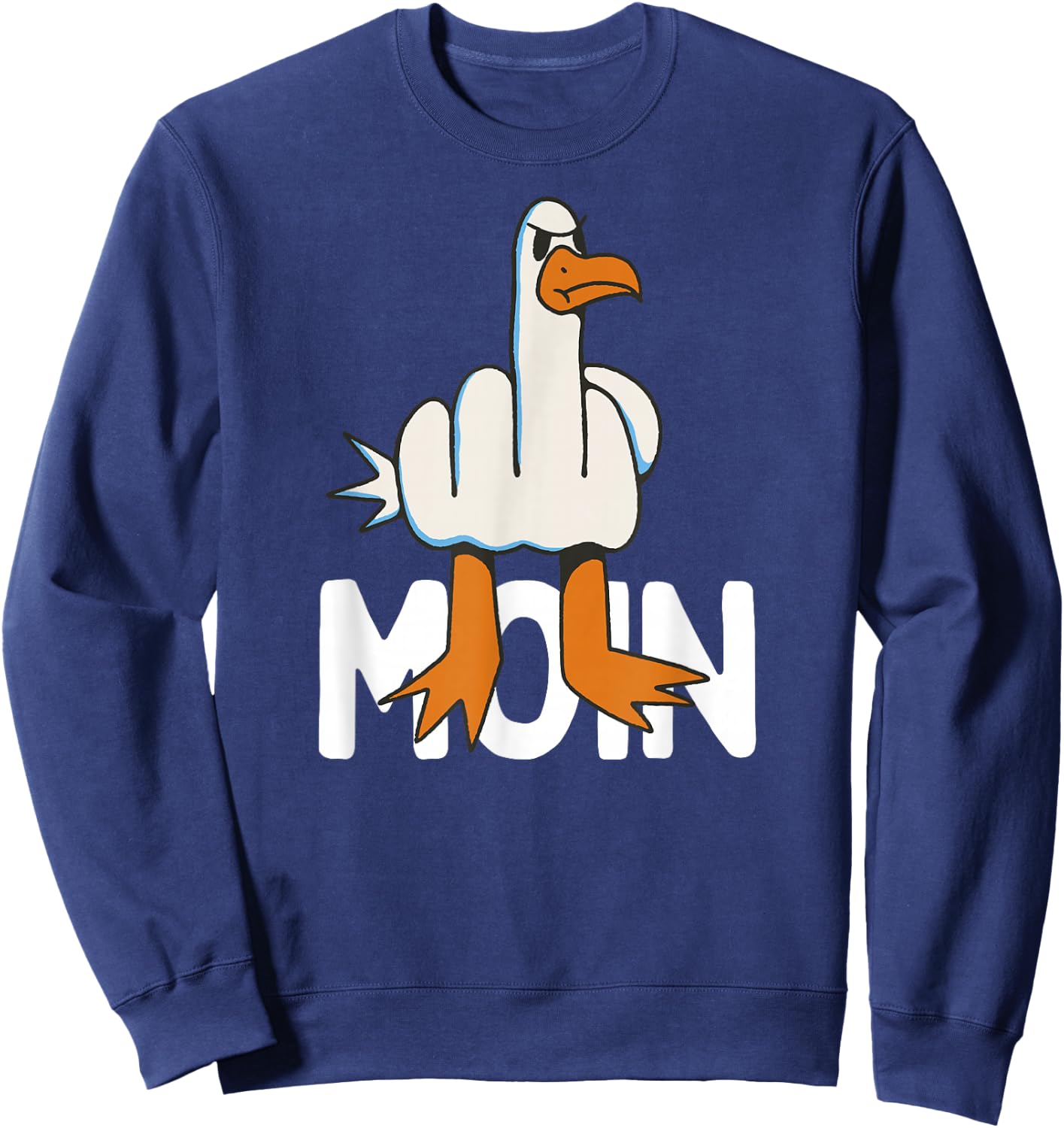 Hamburger Möwe Moin Middle Finger Funny Hamburg , gray Sweatshirt - Sweatshirt | Navy