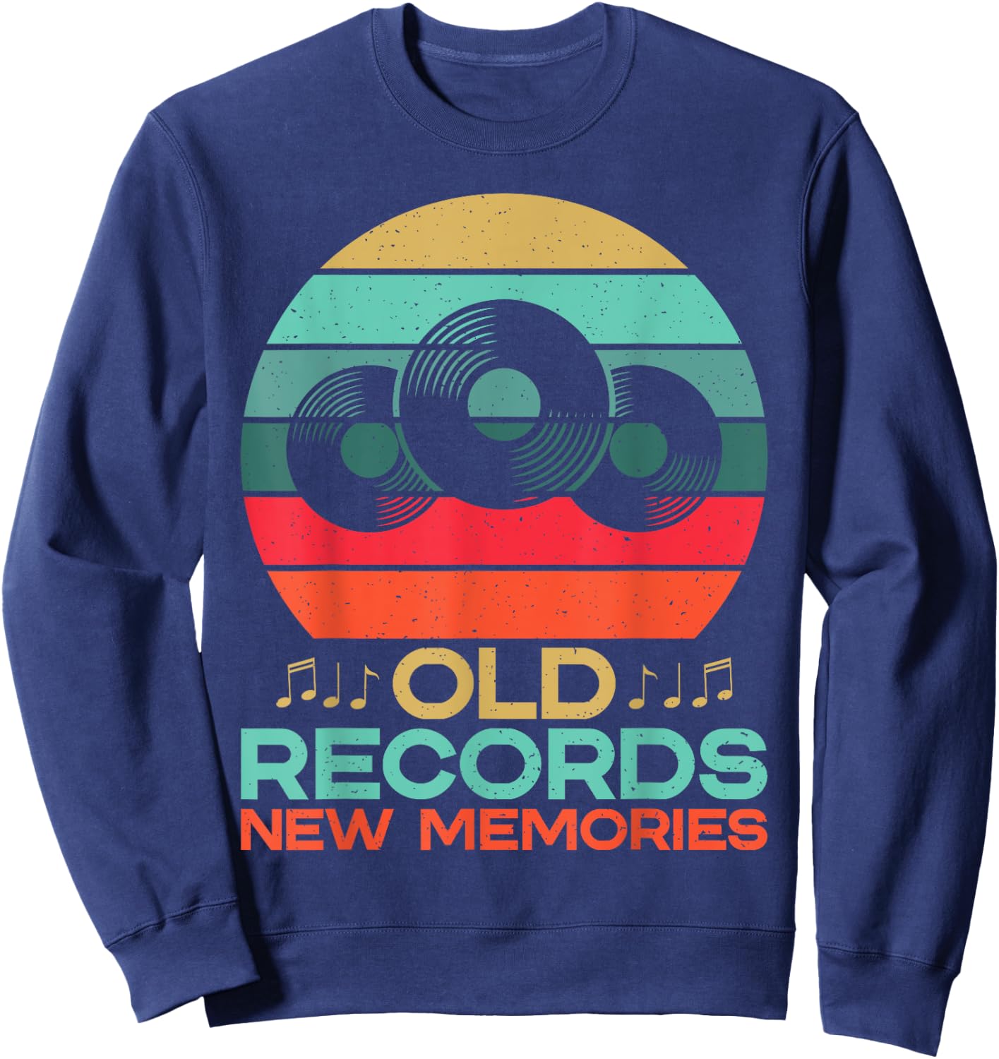 Old Records New Memories Vinyl Records Sweatshirt - Sweatshirt | Navy