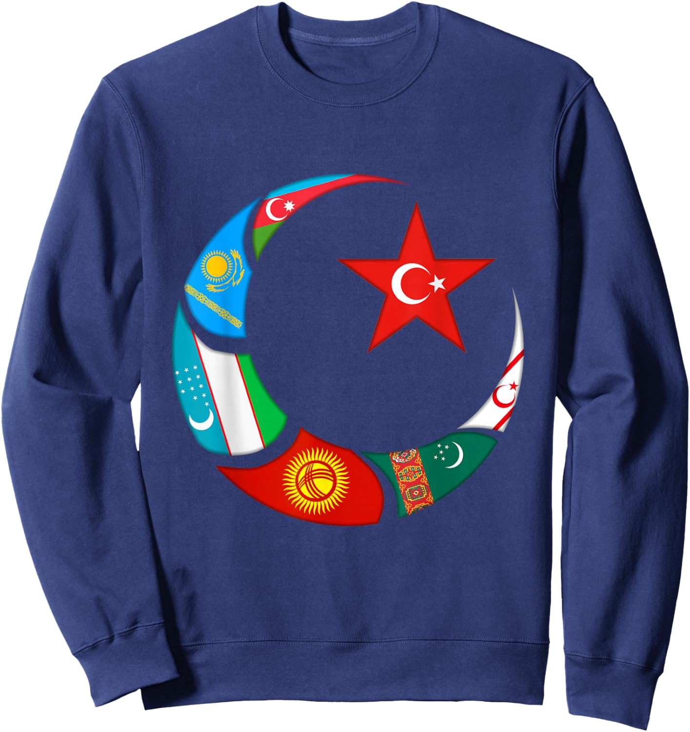 Kazakhstan,Gokturk,Turan,Turkey Flag,Turk Bayragi,Turkiye. Sweatshirt - Sweatshirt | Navy